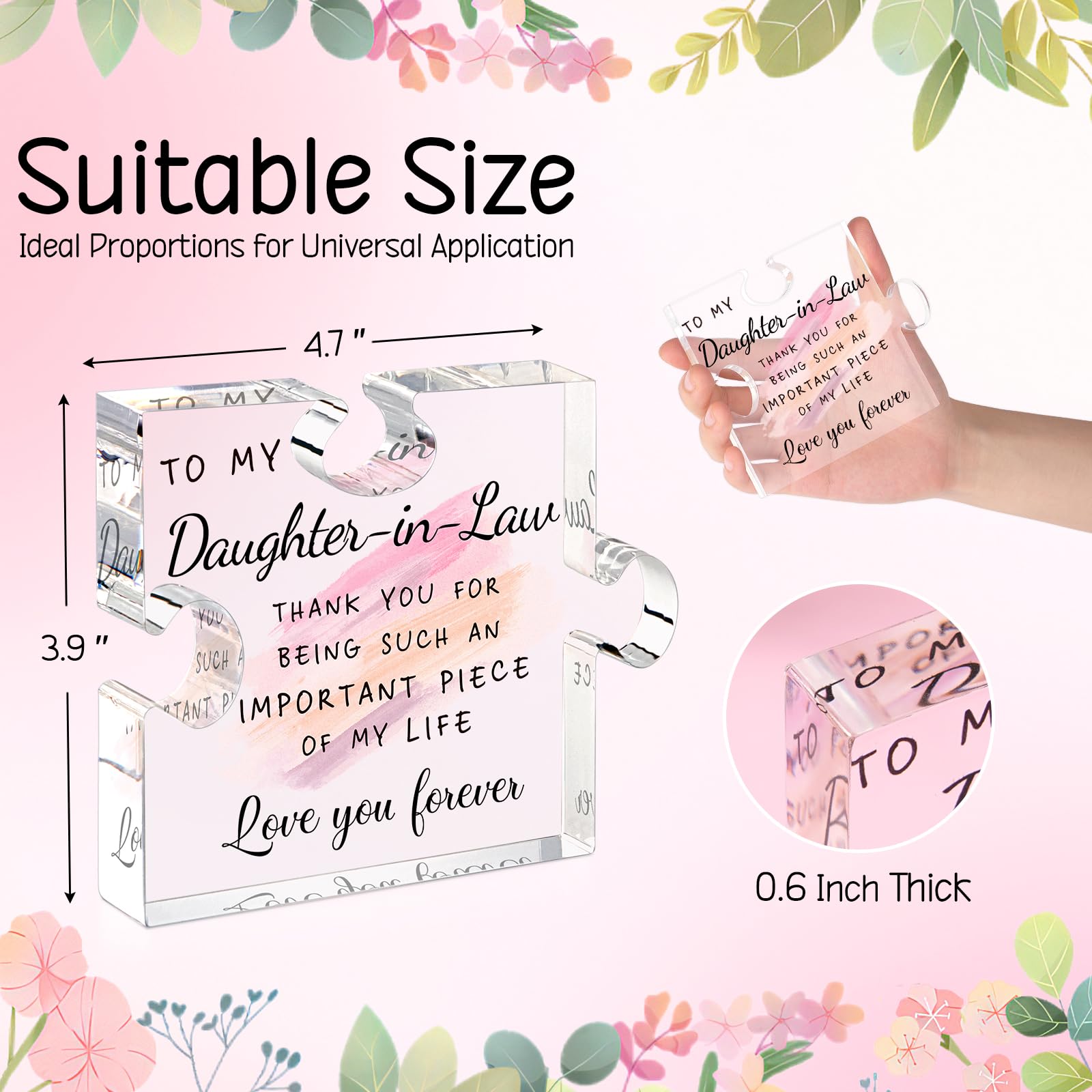Daughter in Law Gifts from Mother in Law - Unique Daughter in Law Gift Ideas Best Daughter in Law Puzzle Piece Gift for Birthday