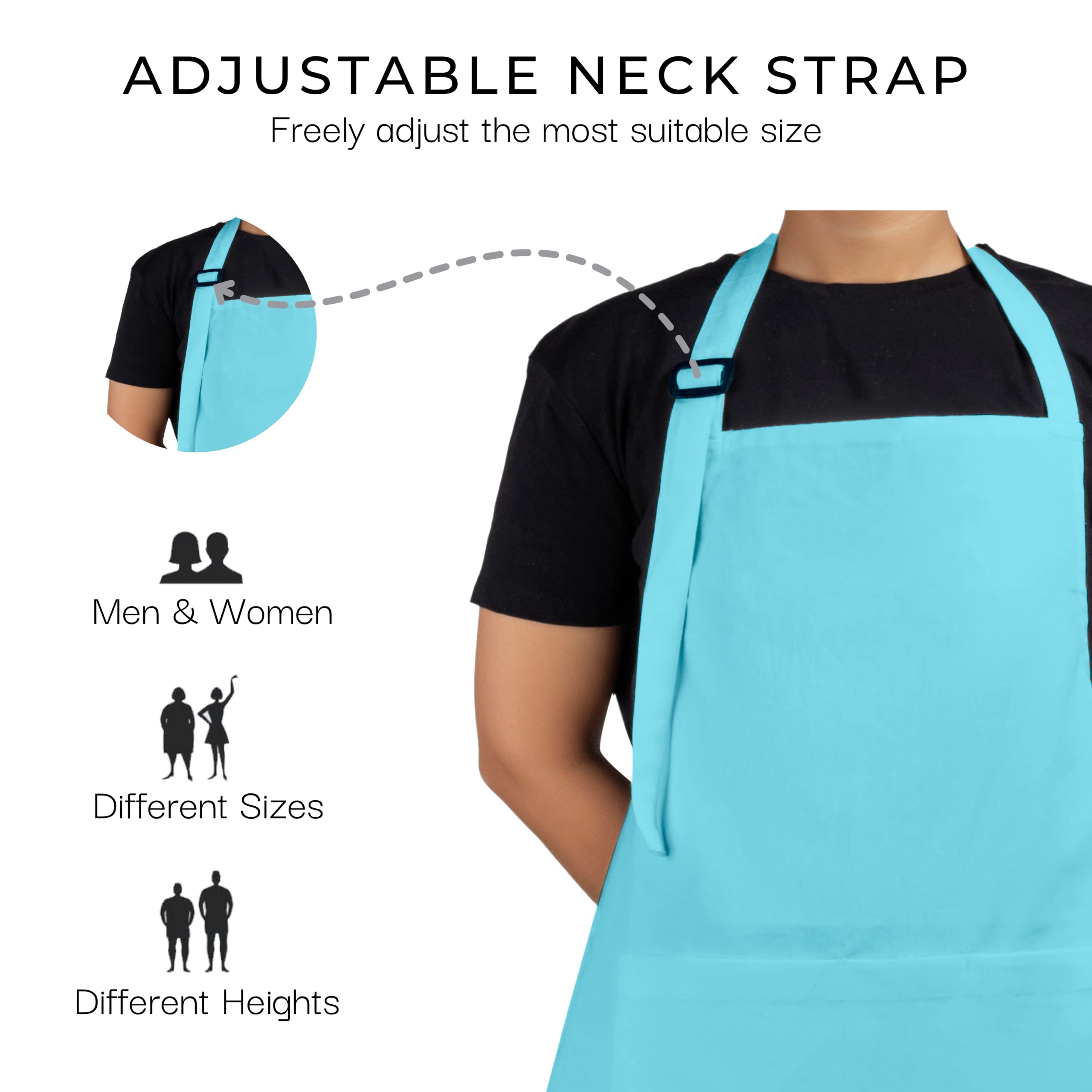 Rajrang Chef Apron Set Of 2 For Men And Women With Pockets 35X27 Inches Cotton Painting Apron - Aqua