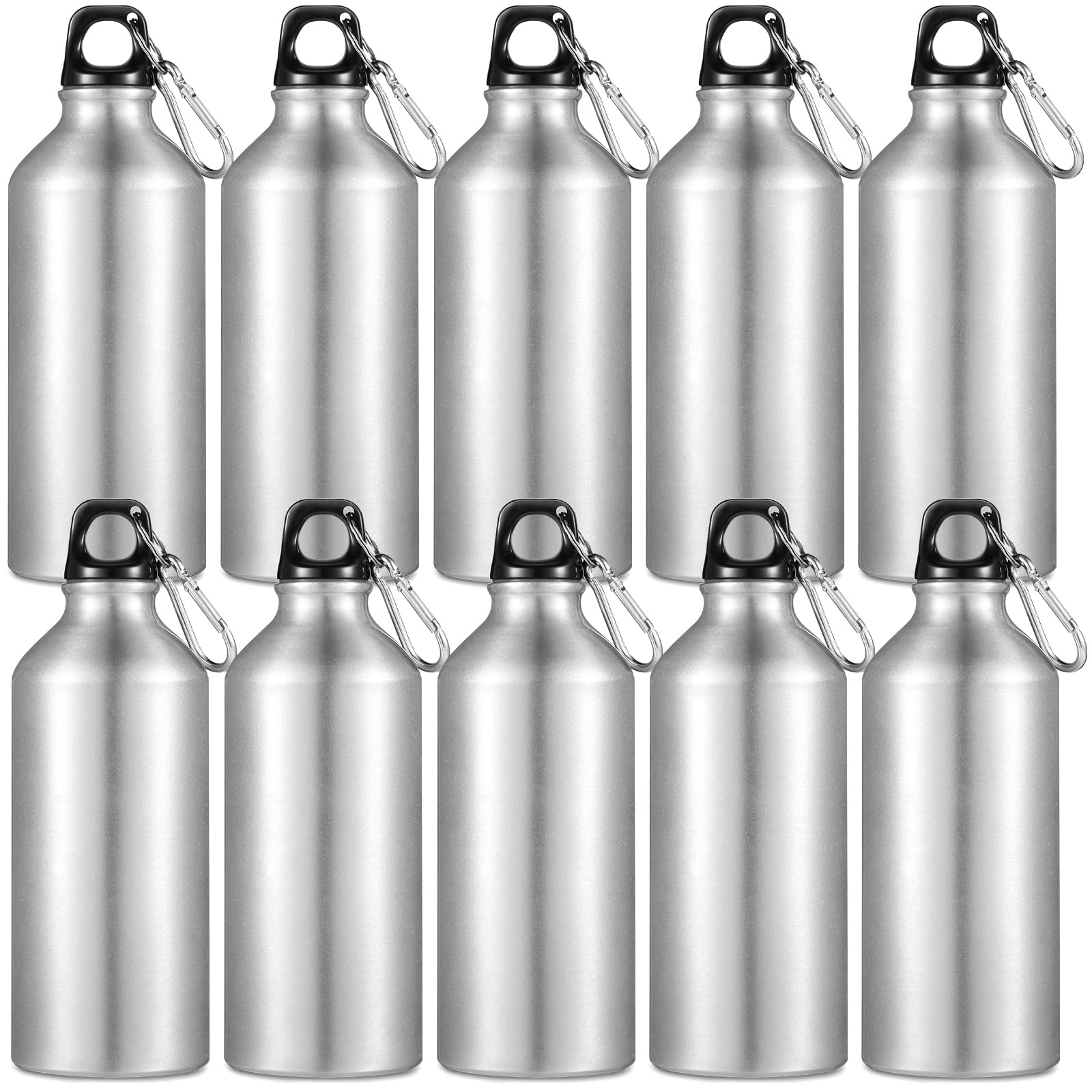 CHENGU 10 Pcs Aluminum Water Bottle 20 oz Reusable Bottles Lightweight Leak Proof Aluminum Sports Travel Bottles with Twist Cap 