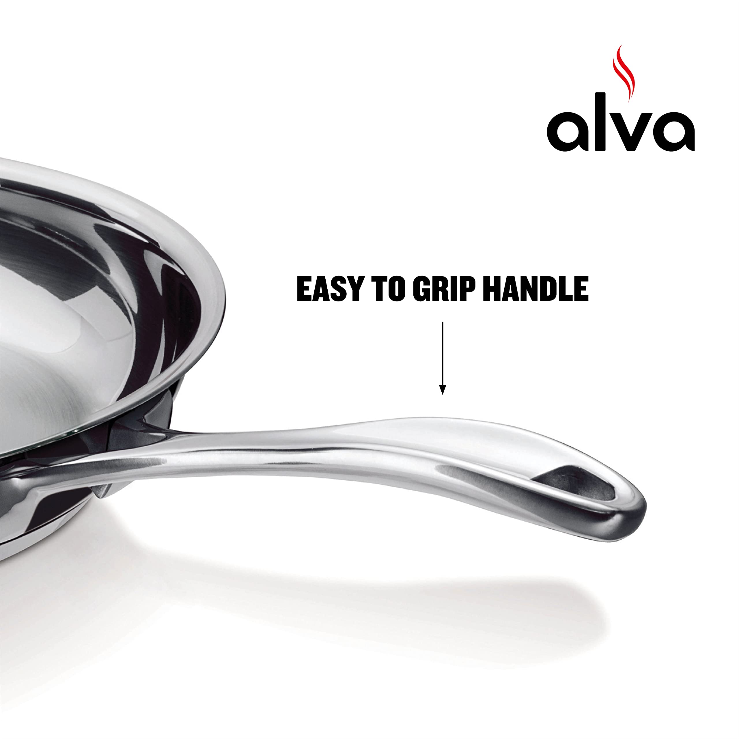 Alva Chef - Stainless Steel Frying Pan Skillet - Versatile Cooking Pan - Induction Cookware, Electric Skillet, Non-Toxic Cookwar