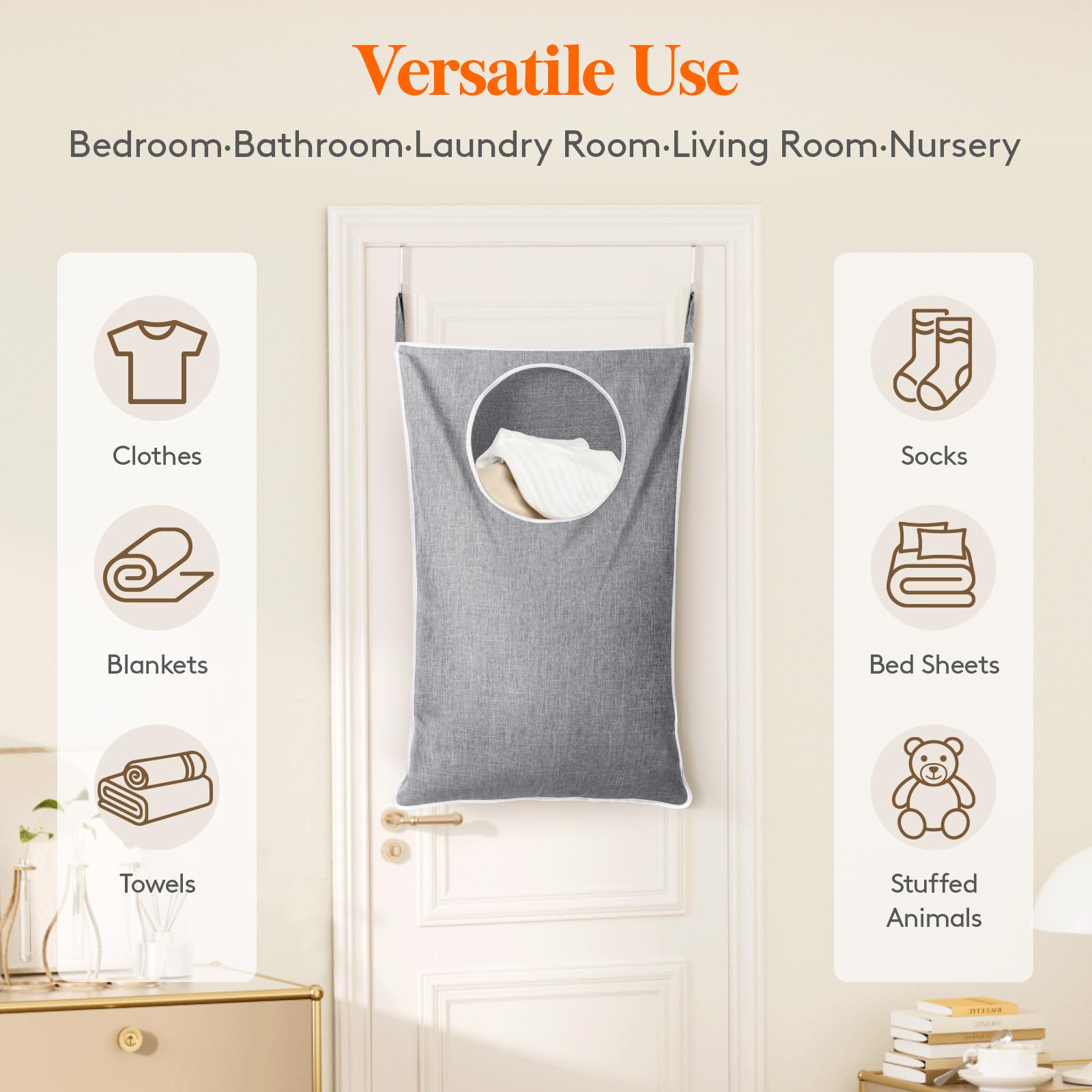 Lifewit Over Door Laundry Hamper, Large Collapsible Hanging Laundry Hamper, Hanging Laundry Basket Bag For Bathroom Bedroom Dirt