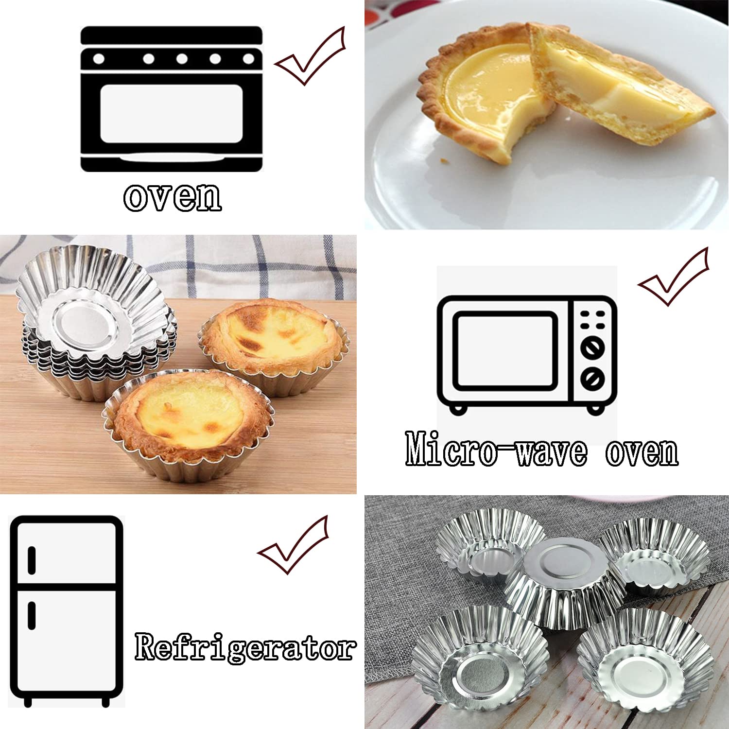 Xstronq Egg Tart Molds 32Pack Tart Pan 2.75Inch, Mini Tart Tins Aluminium Mini Tart Pans For Baking (32Pack-2.75Inch)