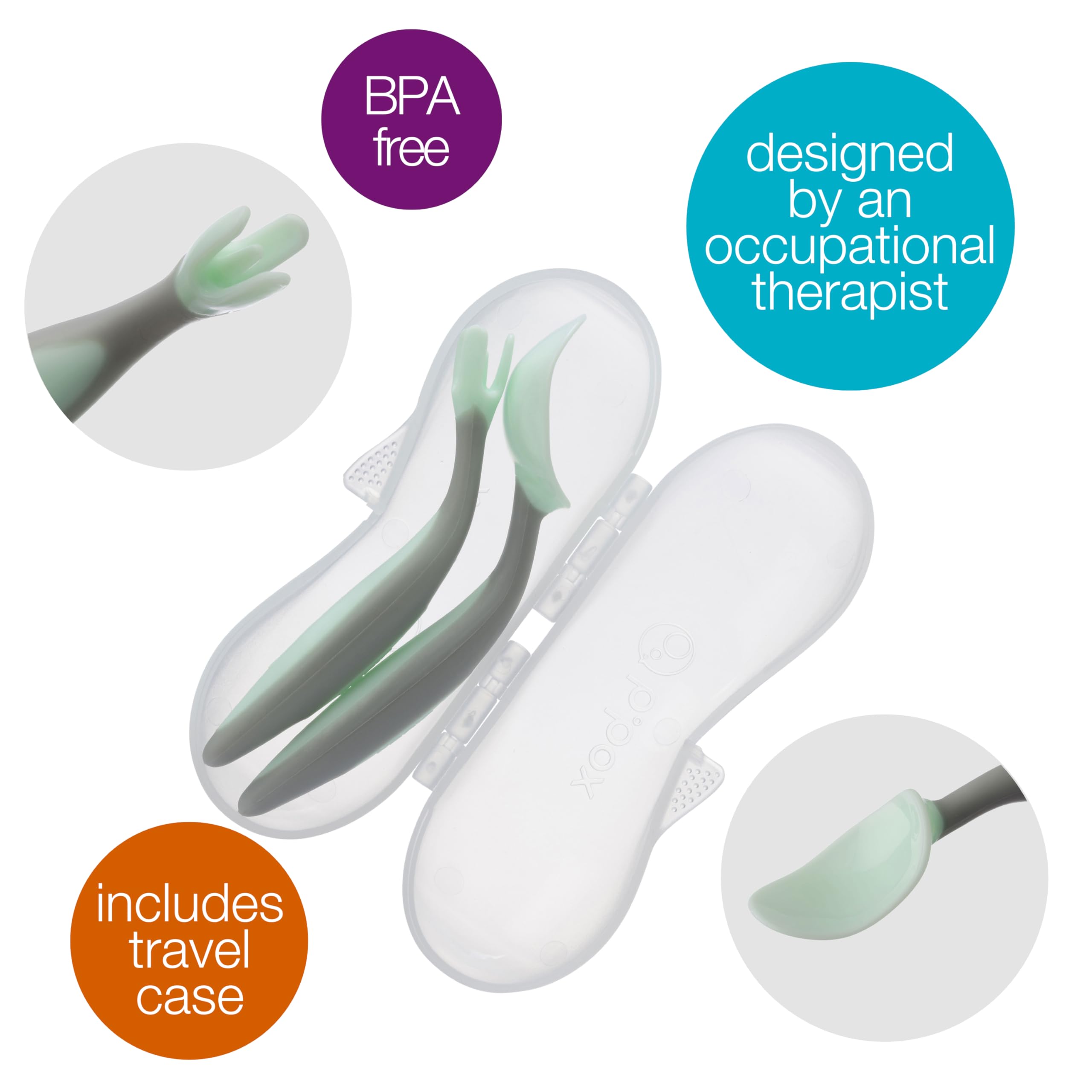b.box toddler cutlery set - easy grip handles, travel case, unique fork design  Designed by occupational therapist  Dishwasher s