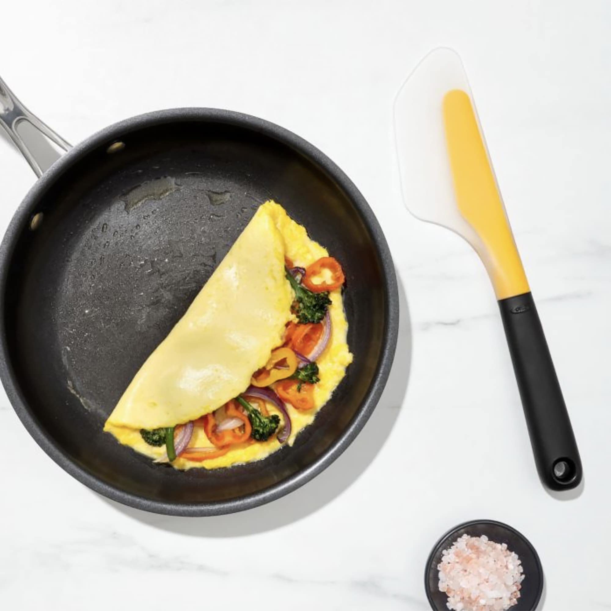 OXO Good Grips Flip and Fold Omelet Turner, Large Silicone, Clear/Yellow, Model 1255680