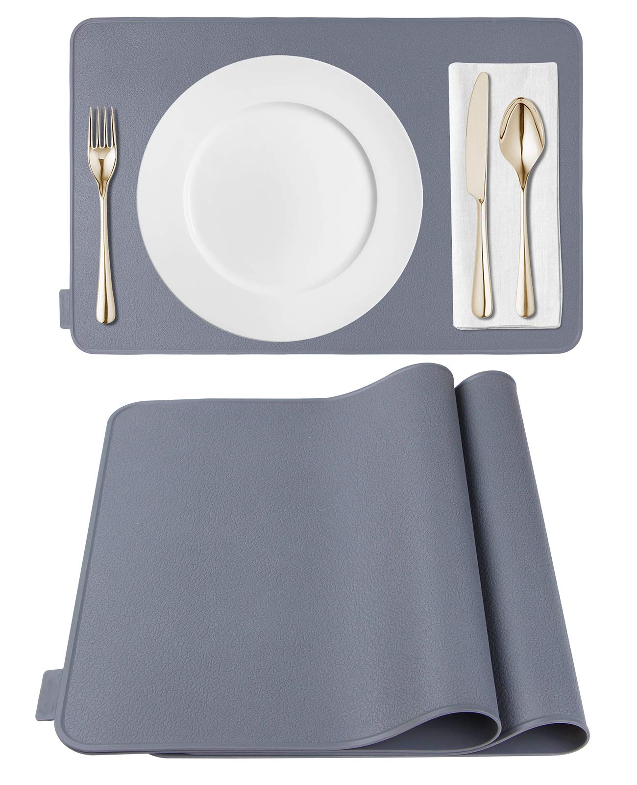 Kamehame Silicone Placemats, Placemats For Dining Table Set Of 2 Non Slip Heat Resistant Table Mats 17.5 X 11.4 Inch With Raised