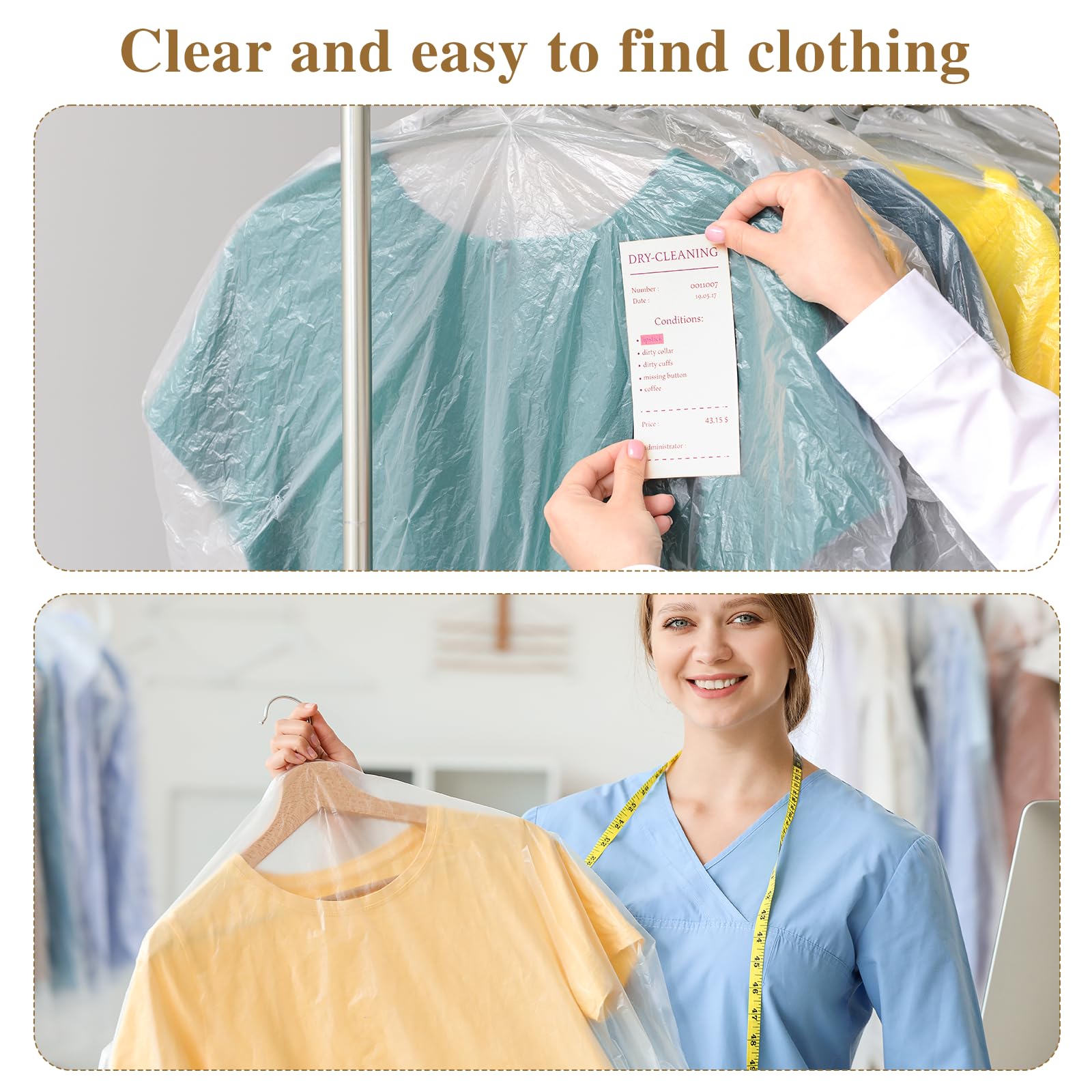 20 Pack Clear Clothes Covers 23.6X47.2 Inch Plastic Garment Bags Dry Cleaner Bags For Hanging Clothes Dust-Proof Transparent Clo