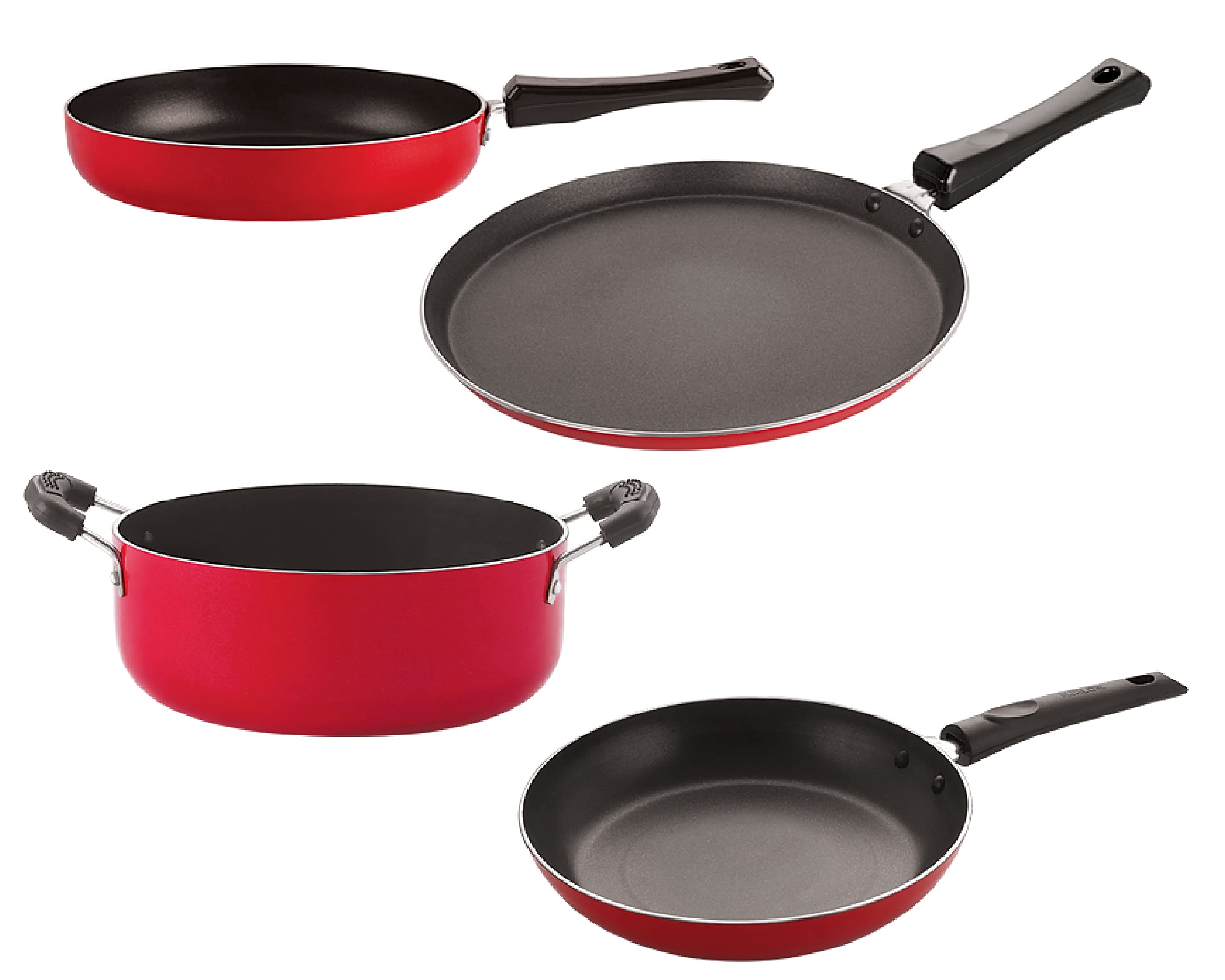 Nirlon Aluminium Non Stick Cookware Pots And Pans Set Of 4 Pieces (Ft13_Fp10_Tp22_Cs24)