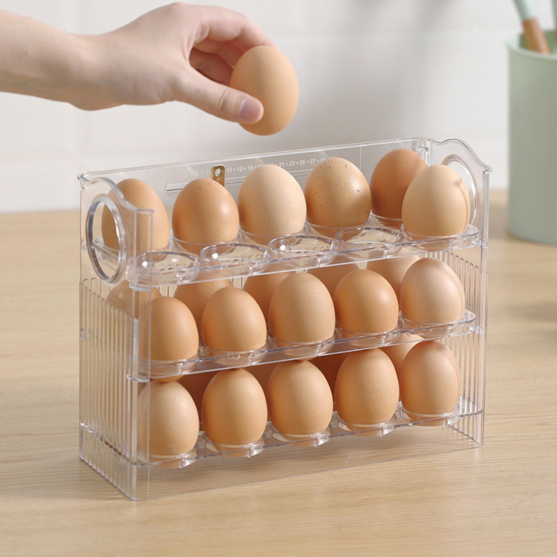 MosQuick 30 Egg storage box for fridge Auto Flip Design egg holder for kitchen egg storage box durable Egg Tray for Fridge Perfe