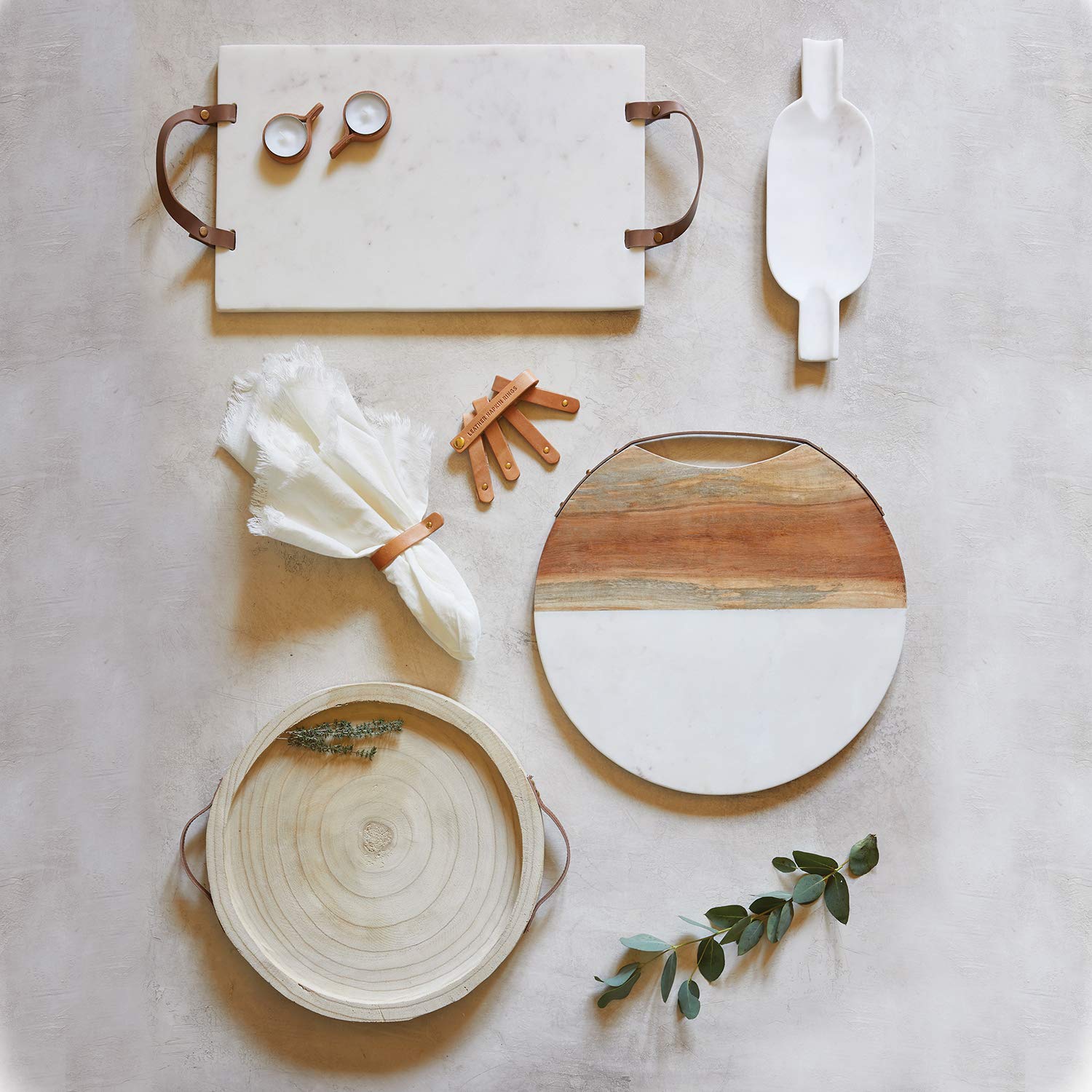 Santa Barbara Design Studio Tablesugar Leather Napkin Rings, Set Of 4, Natural