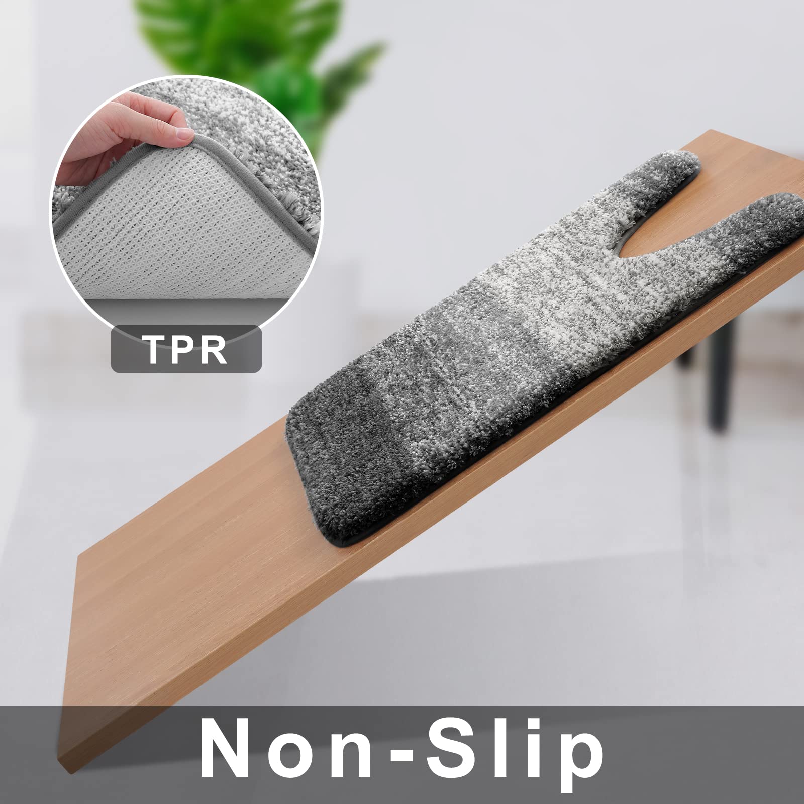OLANLY Luxury Toilet Rugs U-Shaped 24x20  Extra Soft and Absorbent Microfiber Bathroom Rugs  Non-Slip Plush Shaggy Toilet Bath Mat  Machine Wash Dry  Contour Bath Rugs for Toilet Base  Grey