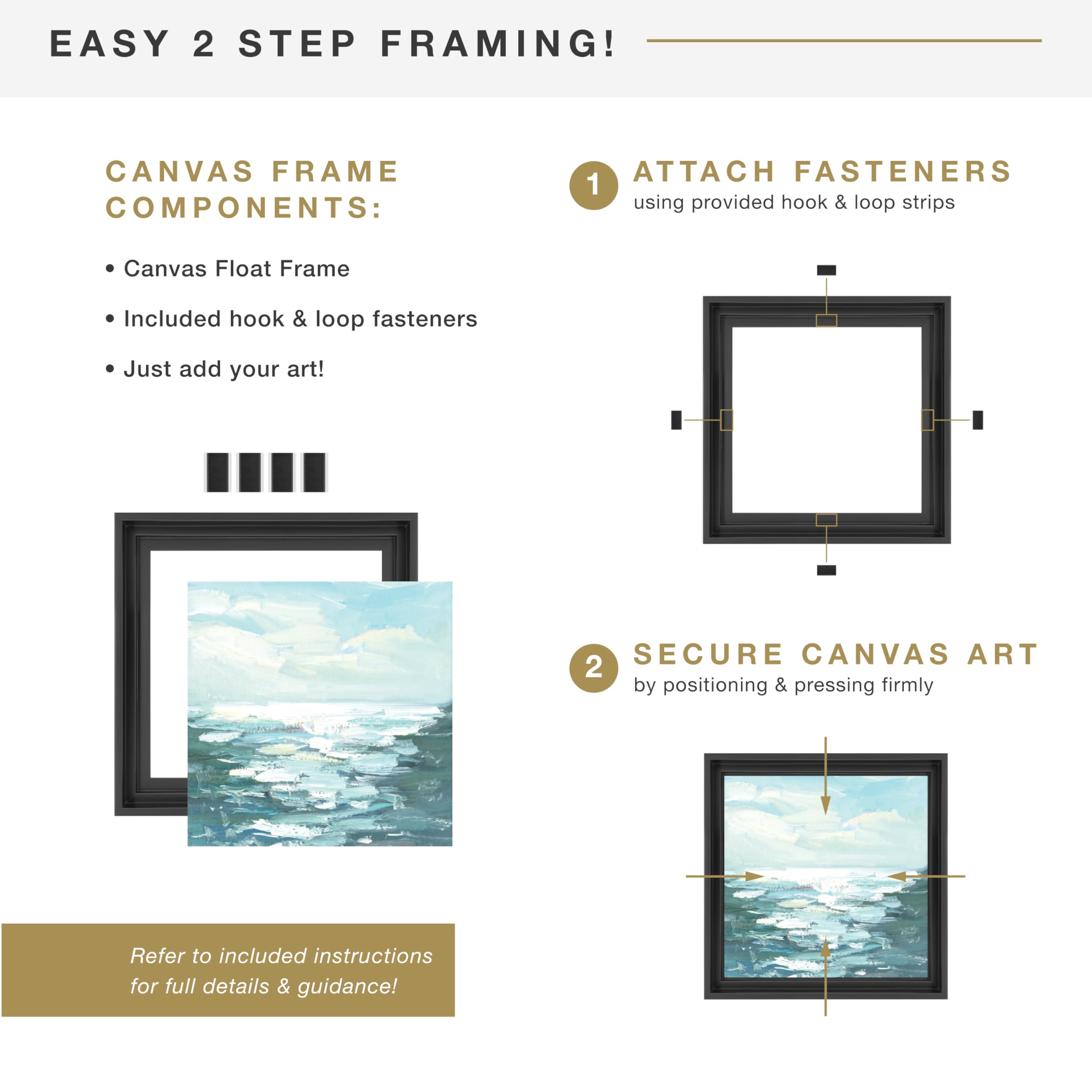 Mcs Canvas Float Frames 12X12 Frame, Black Square Frame For Finished Canvases, Vertical & Horizontal Wall Hanging Frame For Canv