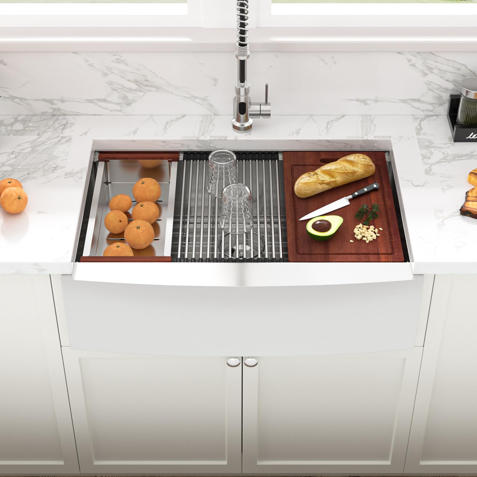 33 Farmhouse Sink Stainless Steel - Sarlai 33 x 22 Inch Farm Kitchen Sink Ledge Workstation Apron Front Single Bowl 16 Gauge Stainless Steel Luxury Kitchen Farmer Sink