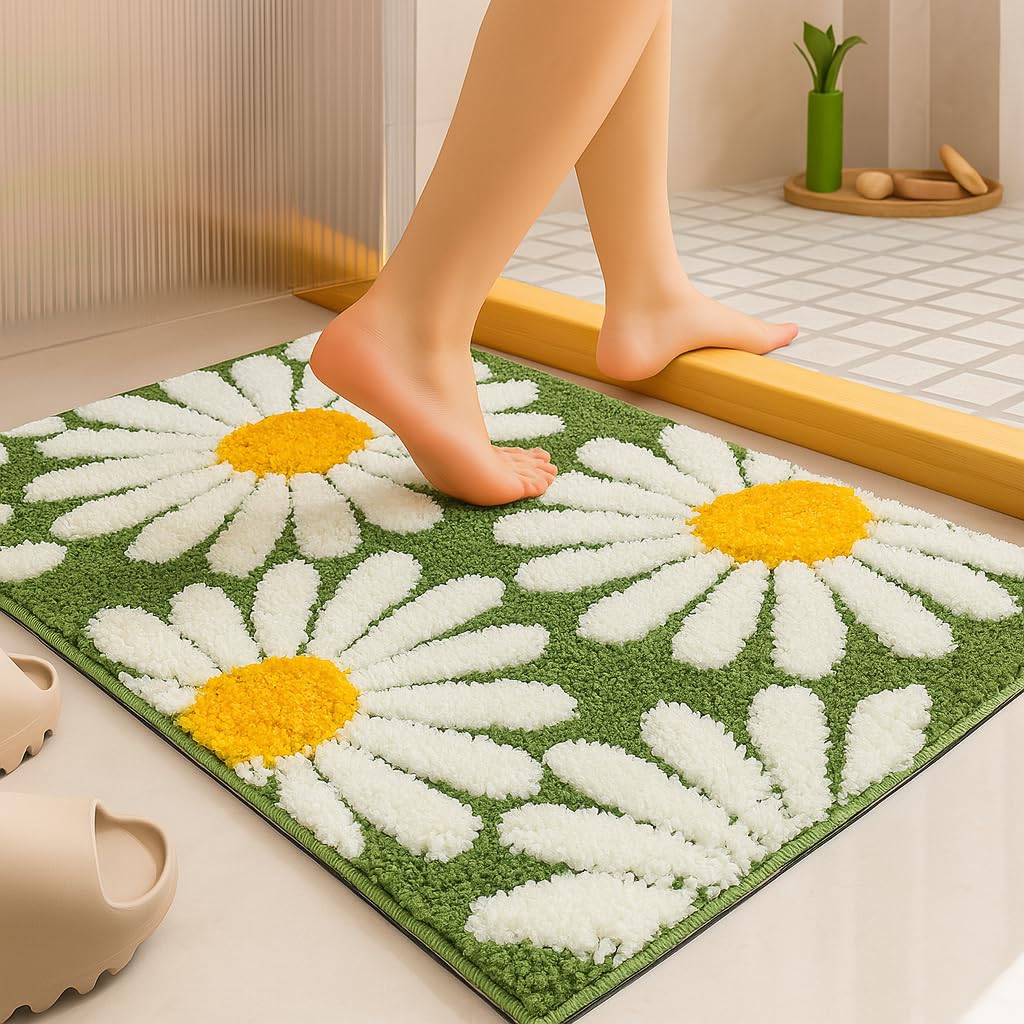 Roseate Flower Super Soft (50X80 Cm) Microfiber 2000 Gsm Bath Mat Super Absorbent Anti-Skid Door Mats For Home/Bathroom/Bedroom/