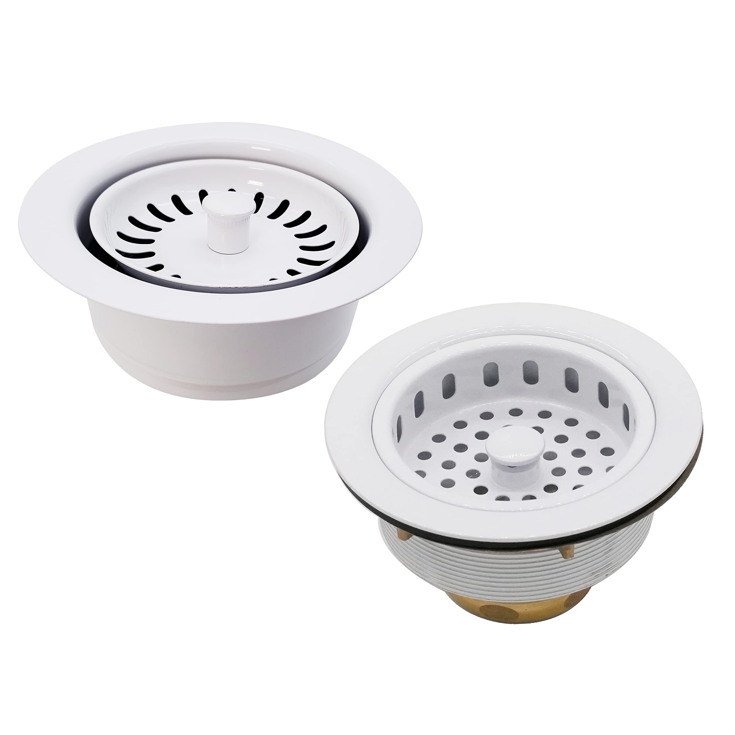 Westbrass Co2165S-50 Combo Pack 3-1/2'' Post Style Large Kitchen Sink Waste Disposal Drain Flange With Basket Strainer, 1-Pack,