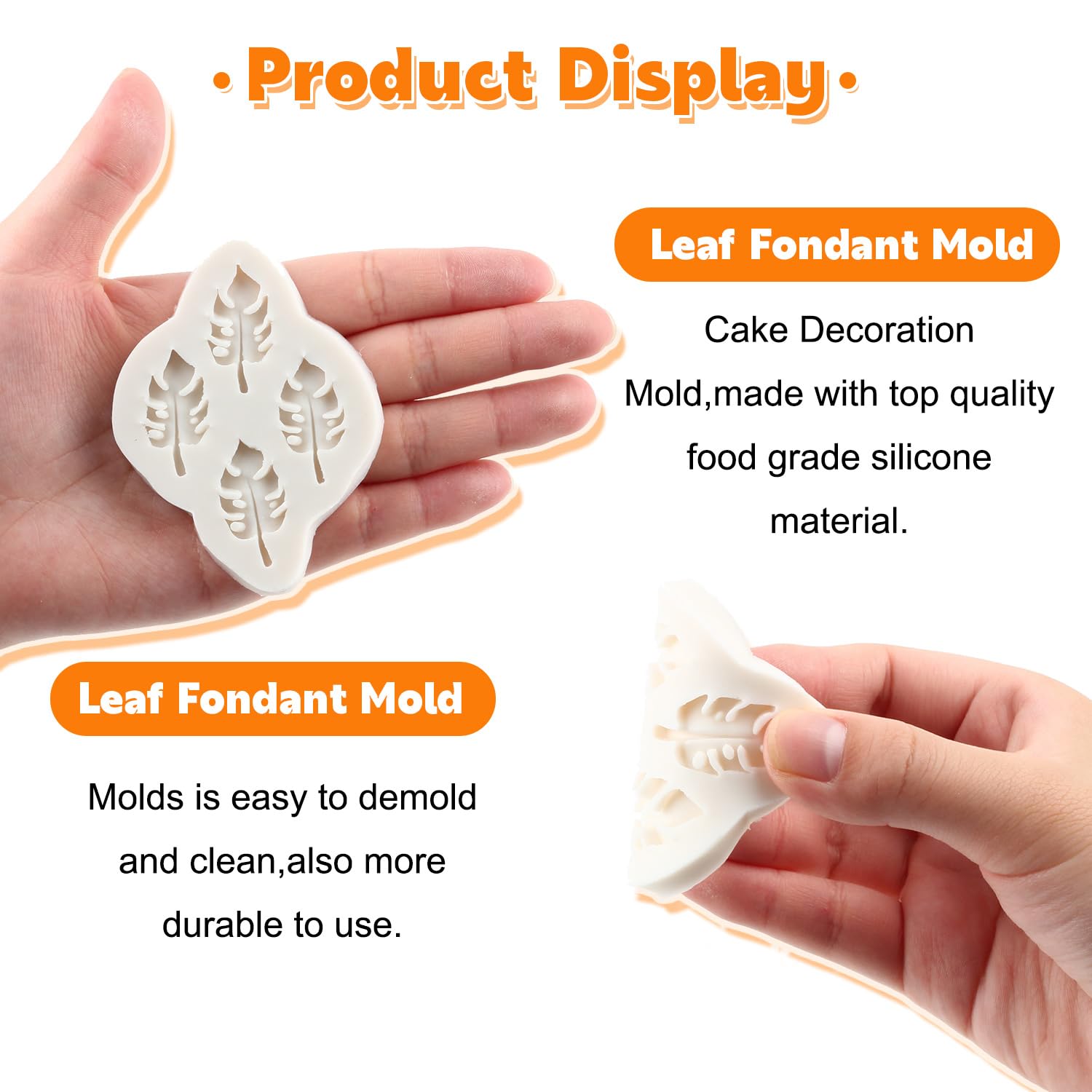 Rfghac Fan Leaf Silicone Mold Tropical Leaves Mold Palm Leaf Mold Monstera Leaf Chocolate Fondant Mold For Cake Decoration Cupca