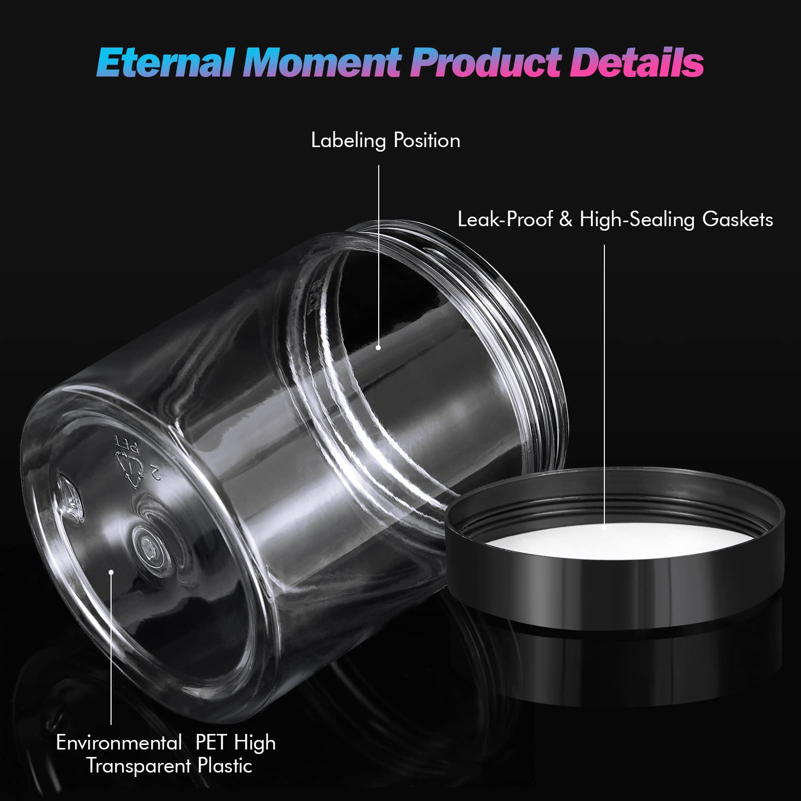 36 Pack 8 Oz(240Ml) Plastic Jars Round Clear Cosmetic Container Jars With Lids, Eternal Moment Plastic Slime Jars For Lotion, Cr