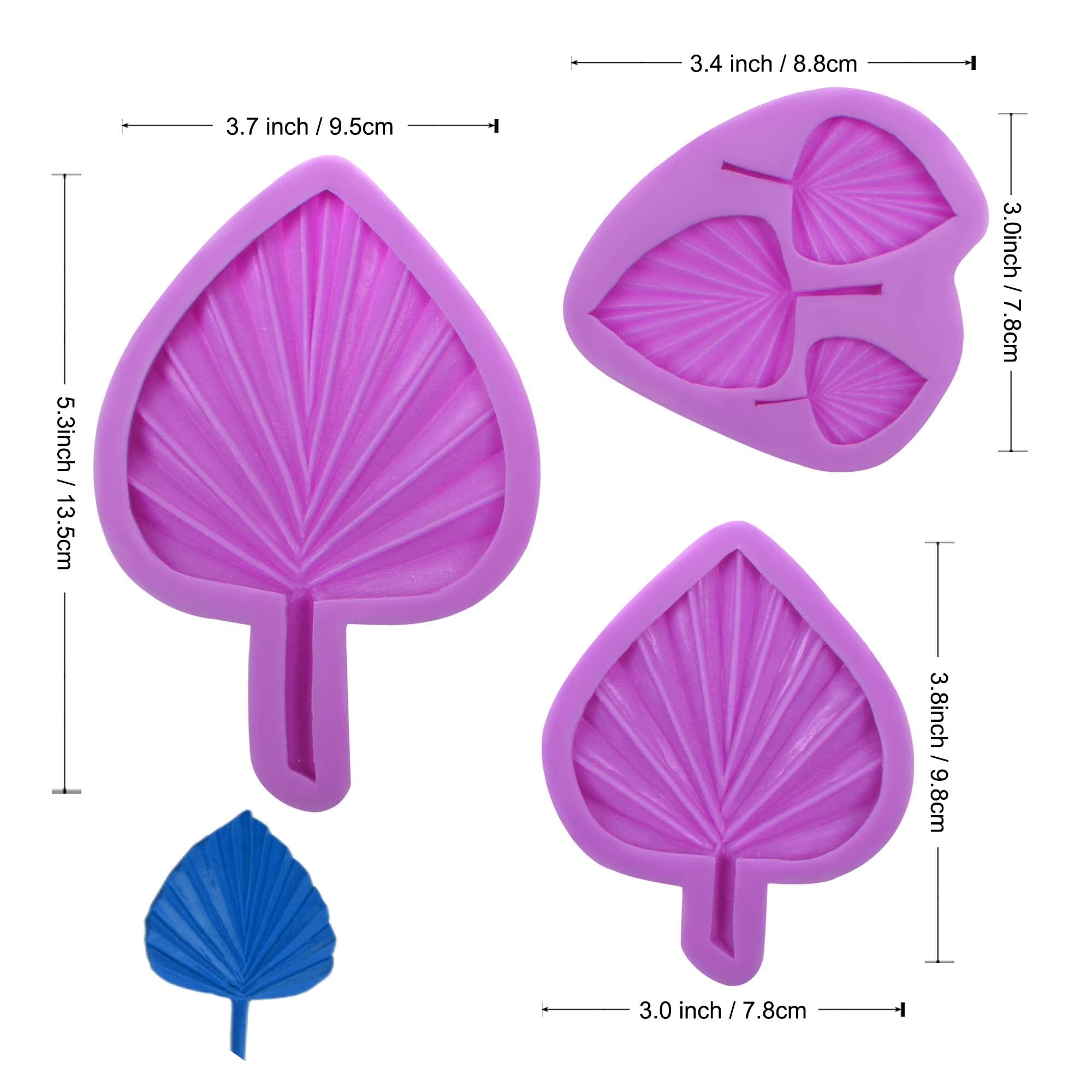 Fan Leaf Fondant Mold, Palm Leaf Silicone Molds, Boho Fan Leaf Chocolate Baking Molds For Cake Decoration Cupcake Topper Candy S
