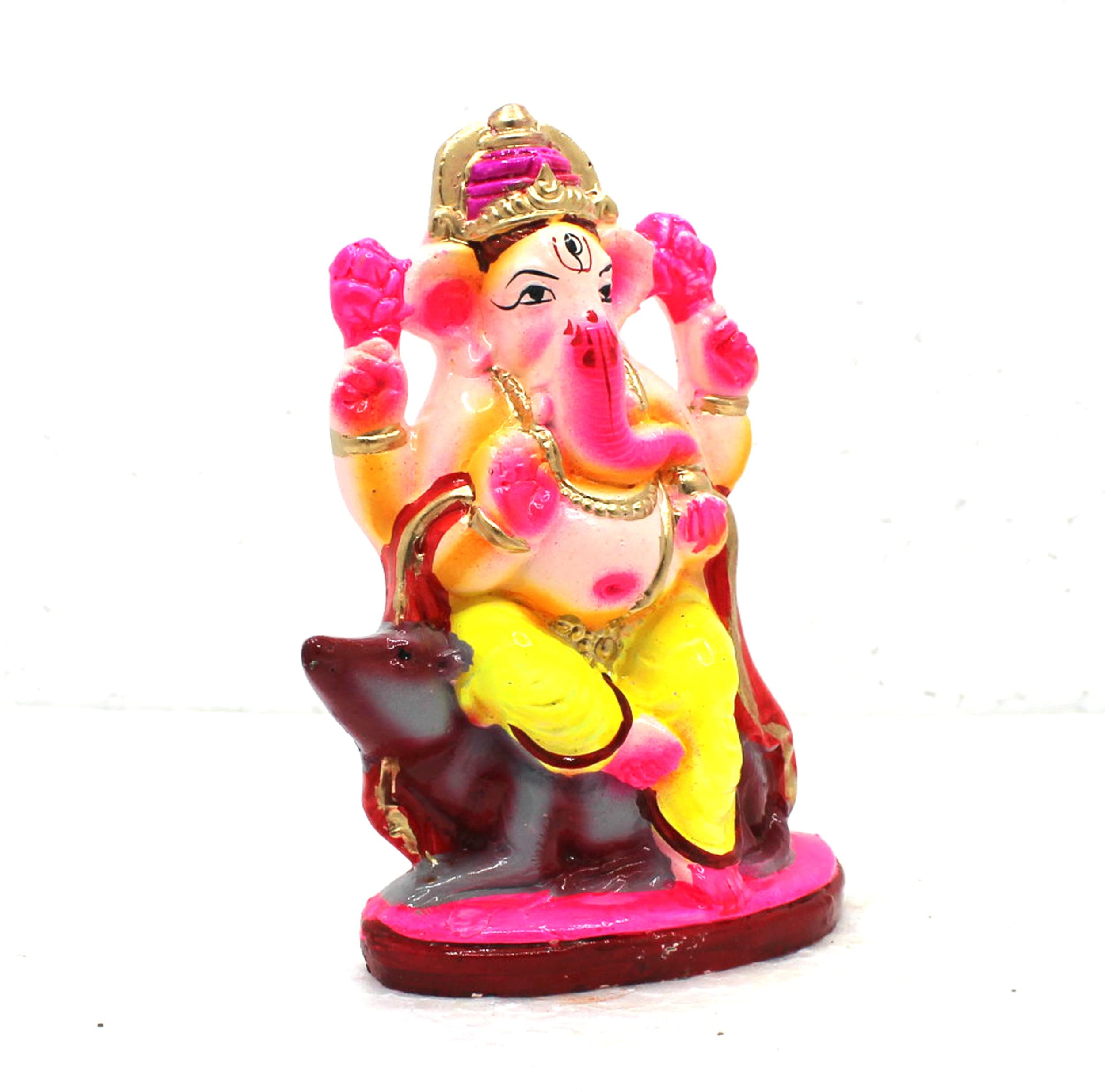 Bossify 100% Eco-Friendly Traditional Handcrafted Mitti Clay Ganesha Idol For Visarjan 6.5 Inches |Clay Ganesha Idol | Clay Ganp