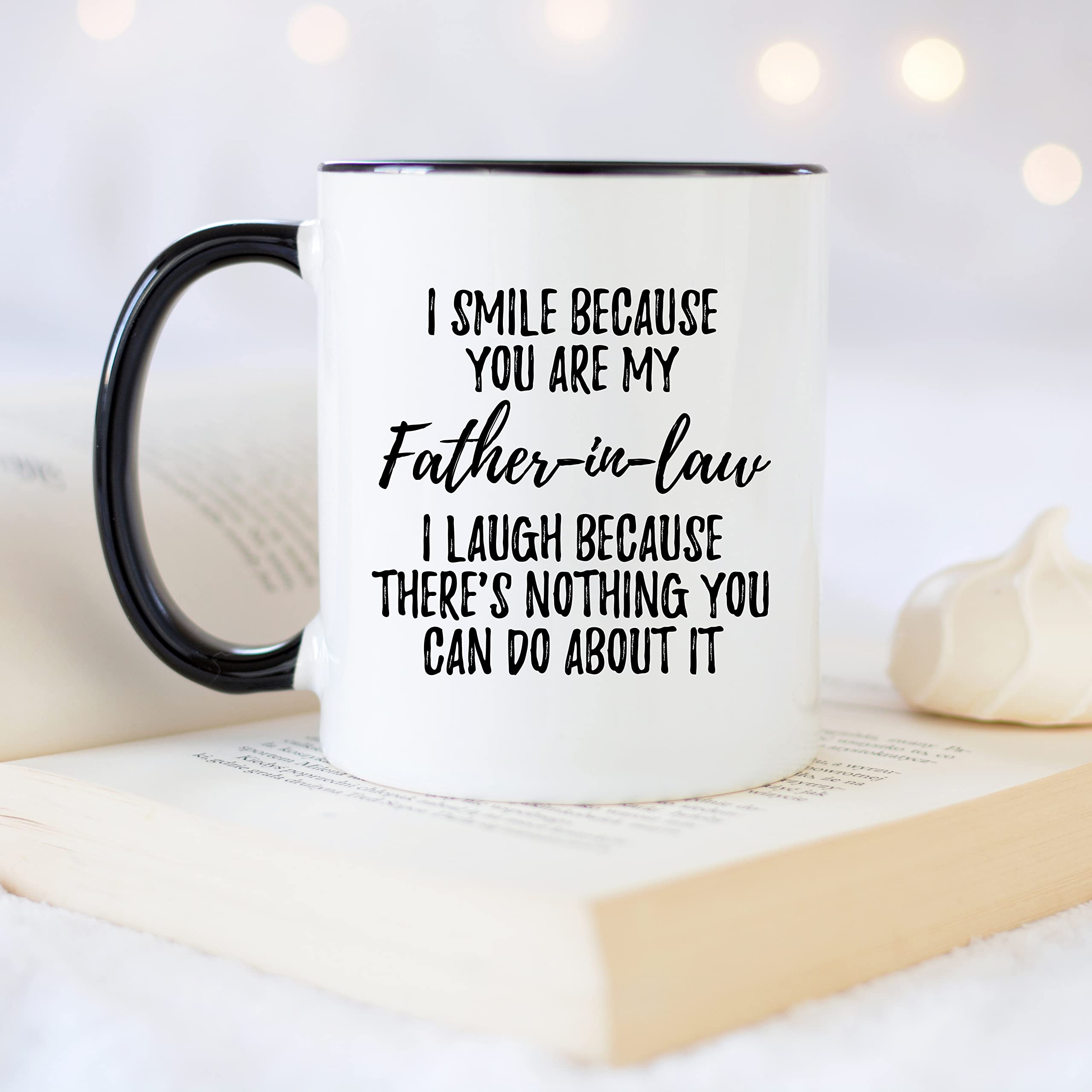 Younique Designs Father In Law Coffee Mug, 11 Ounces, Funny Father-In-Law Cup From Daughter In Law And Son In Law (Black Handle)