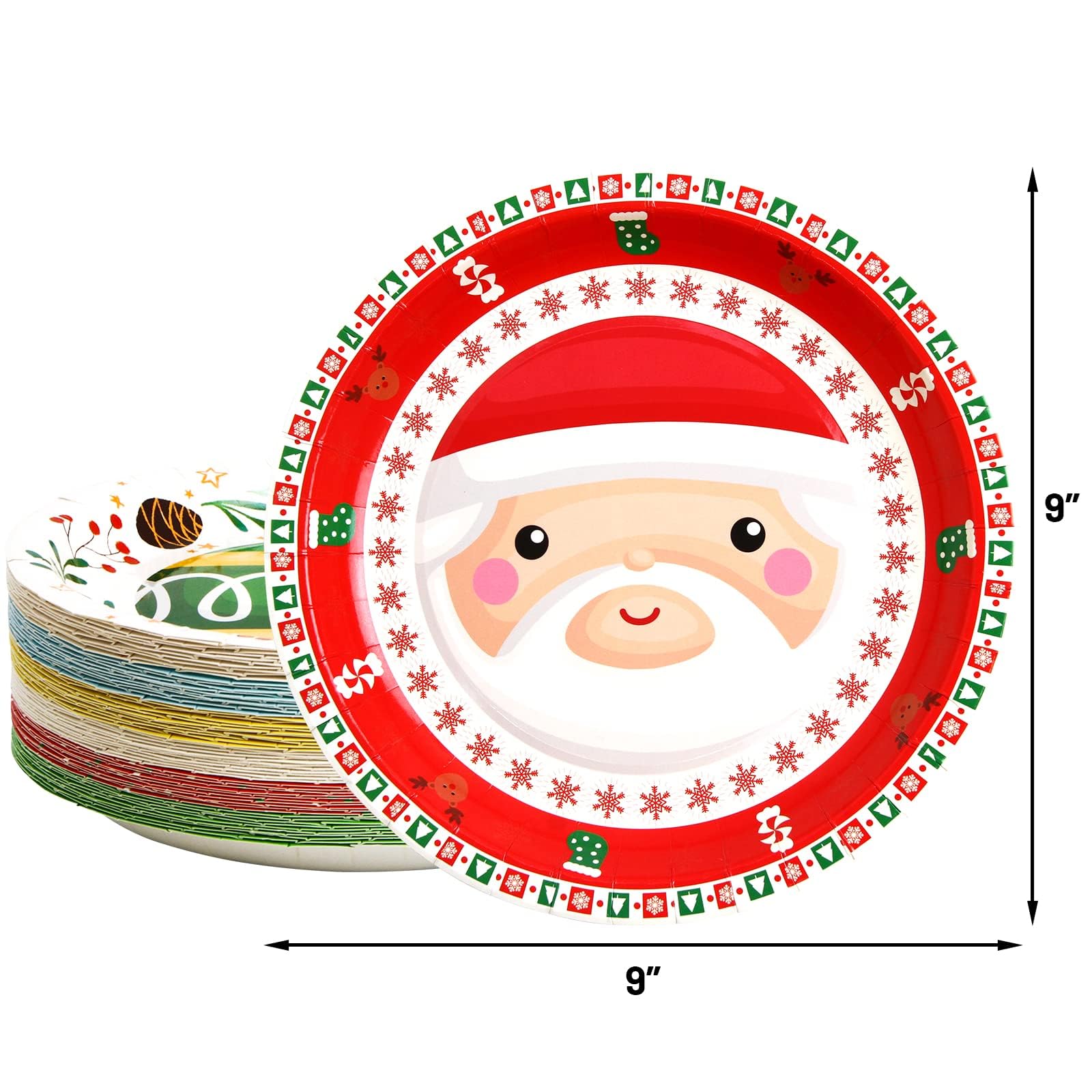 ceiba tree Christmas Paper Plates 60Pcs Party Plates Disposable 9    Winter Holiday Dinner Party Supplies