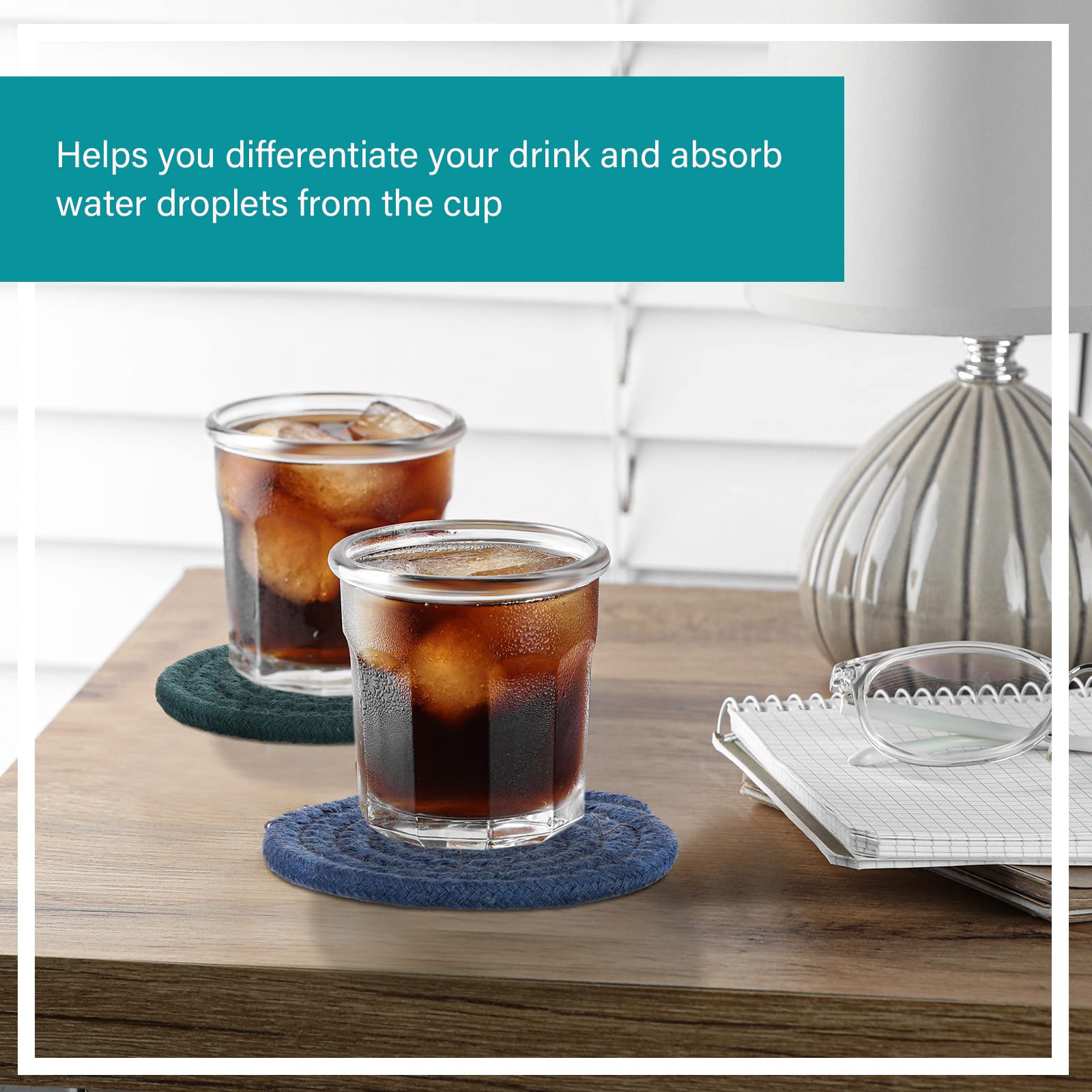 Tanlade 8 Pcs Absorbent Coasters for Drinks Heat Resistant Braided Coasters for Coffee Table Minimalist Cotton Woven Boho Coasters for Tabletop Protection Gift Home Decor (Multi Color  3.94 Inch)