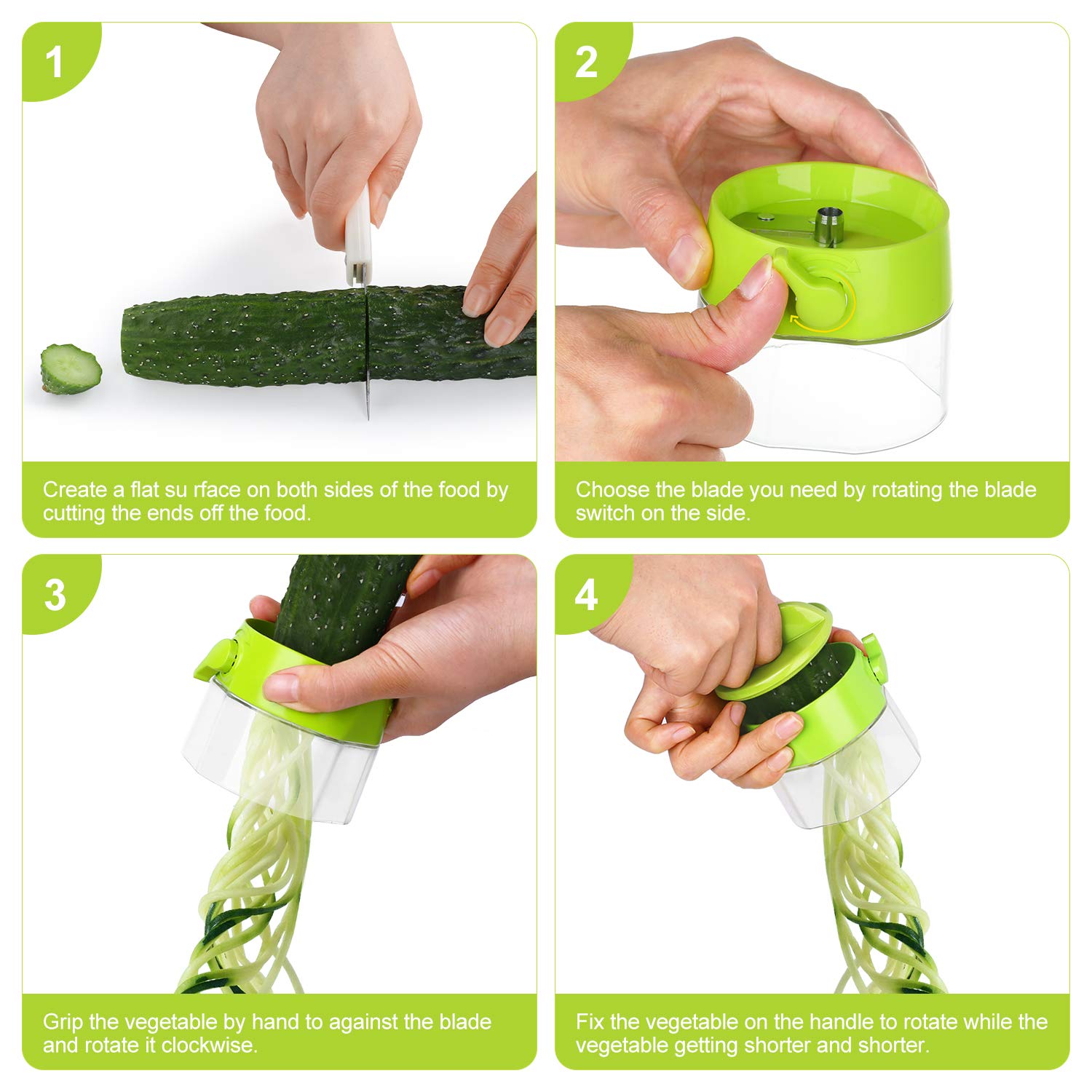 Spiralizer For Veggies, 4 In 1 Zoodles Spiralizer, Zucchini Noodle Maker, Zucchini Spiralizer For Veggies Noodles