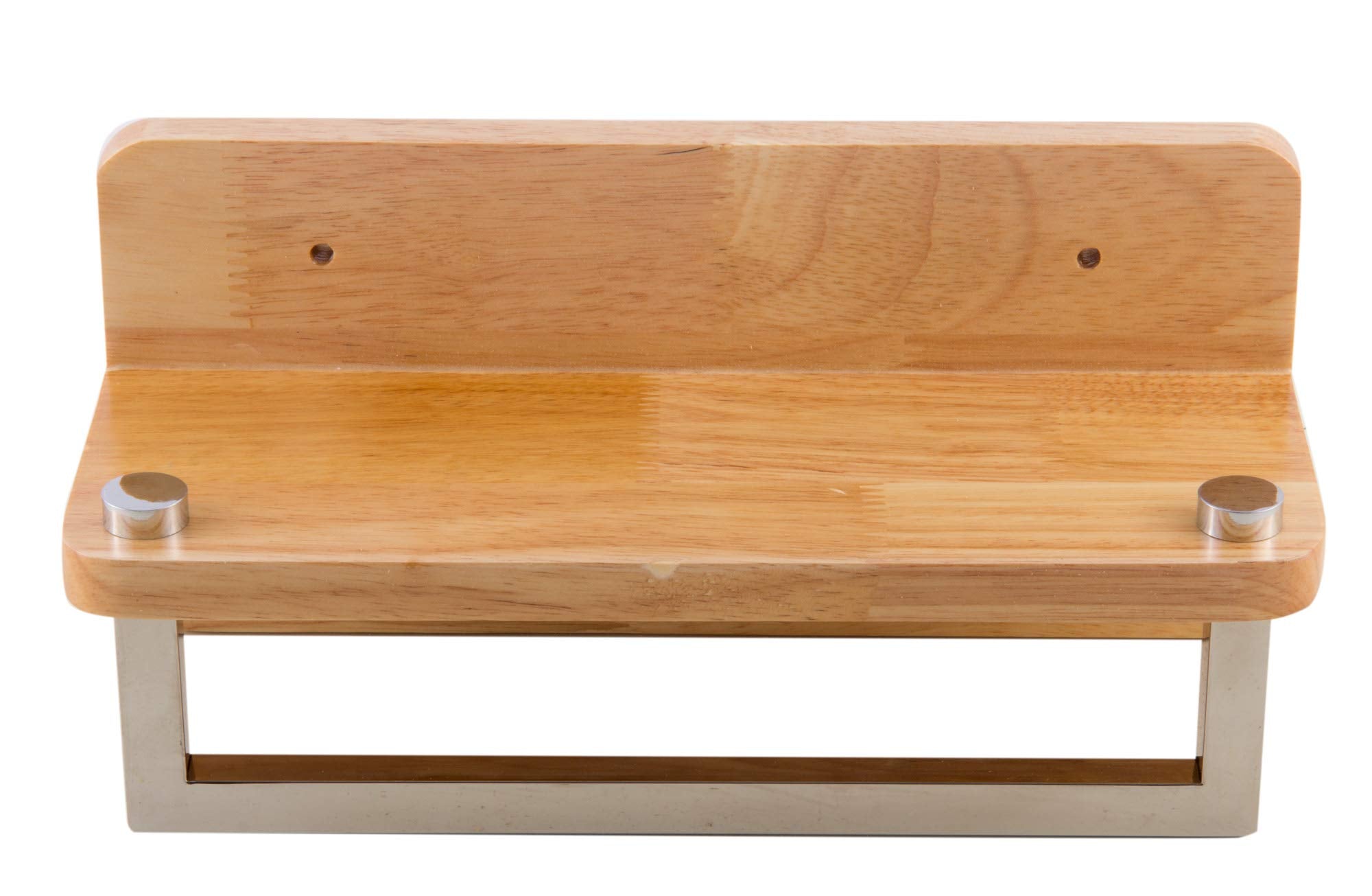 Alfi Brand Ab5510 12'' Small Wooden Shelf With Chrome Towel Bar Bathroom Accessory, Natural Wood