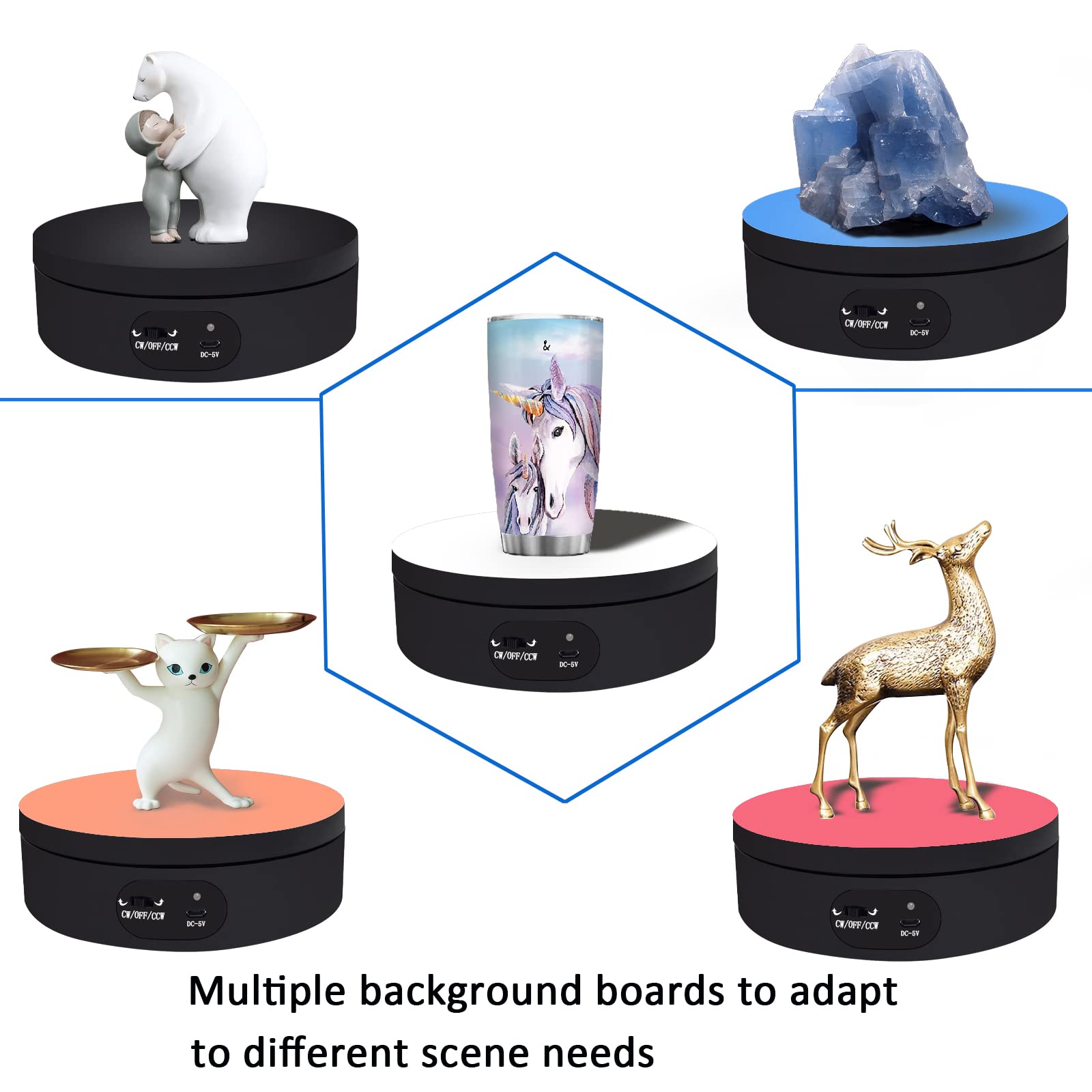 Motorized Rotating Display Stand, Cup Display Turner Stand, Electric Rotating Base For Glitter Tumblers, 360 Automatic Mute Rota