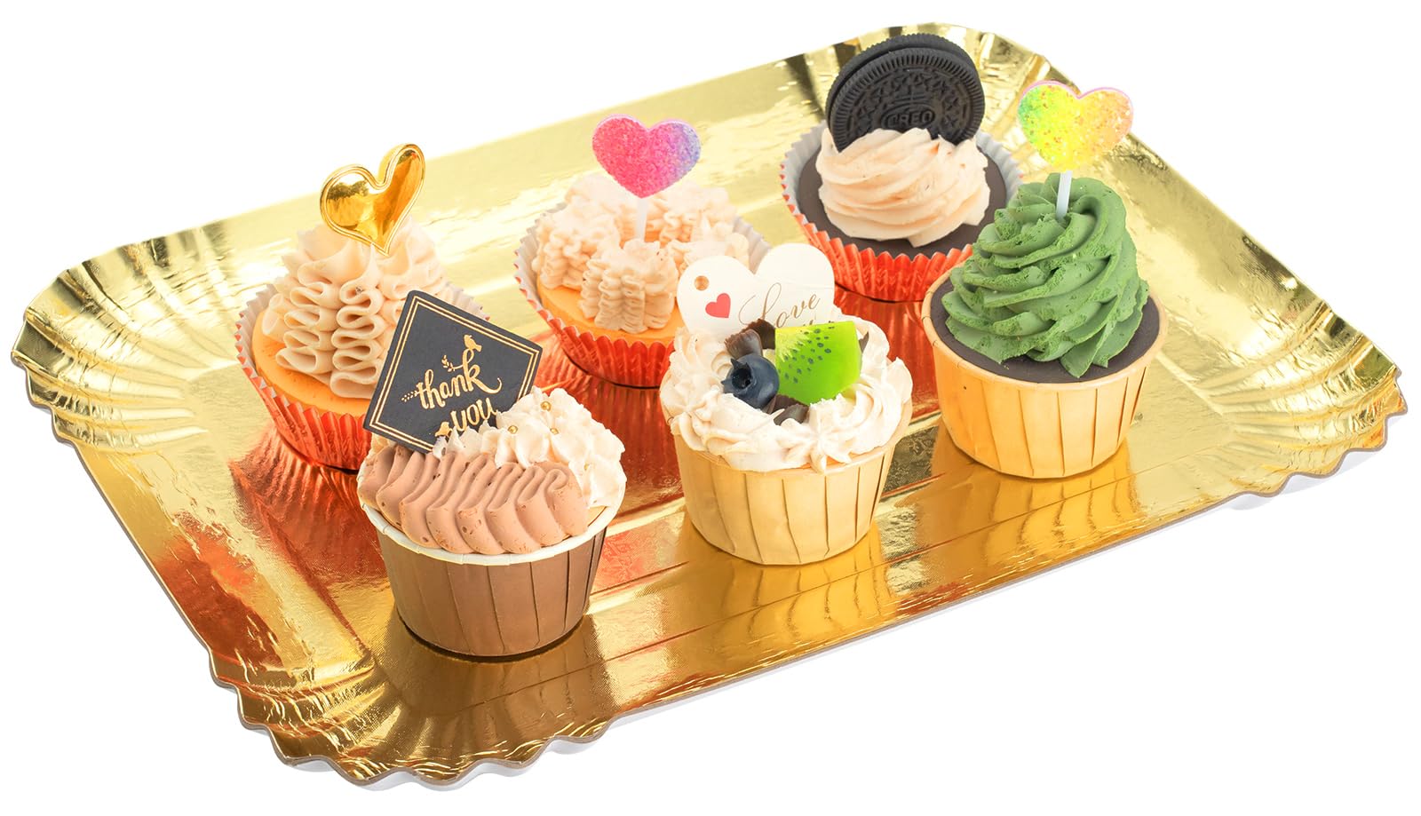 10 Pcs Gold Rectangle Trays, Heavy Duty Disposable Paper Cardboard For Platters, For Elegant Dessert Table Serving Parties, Cupc