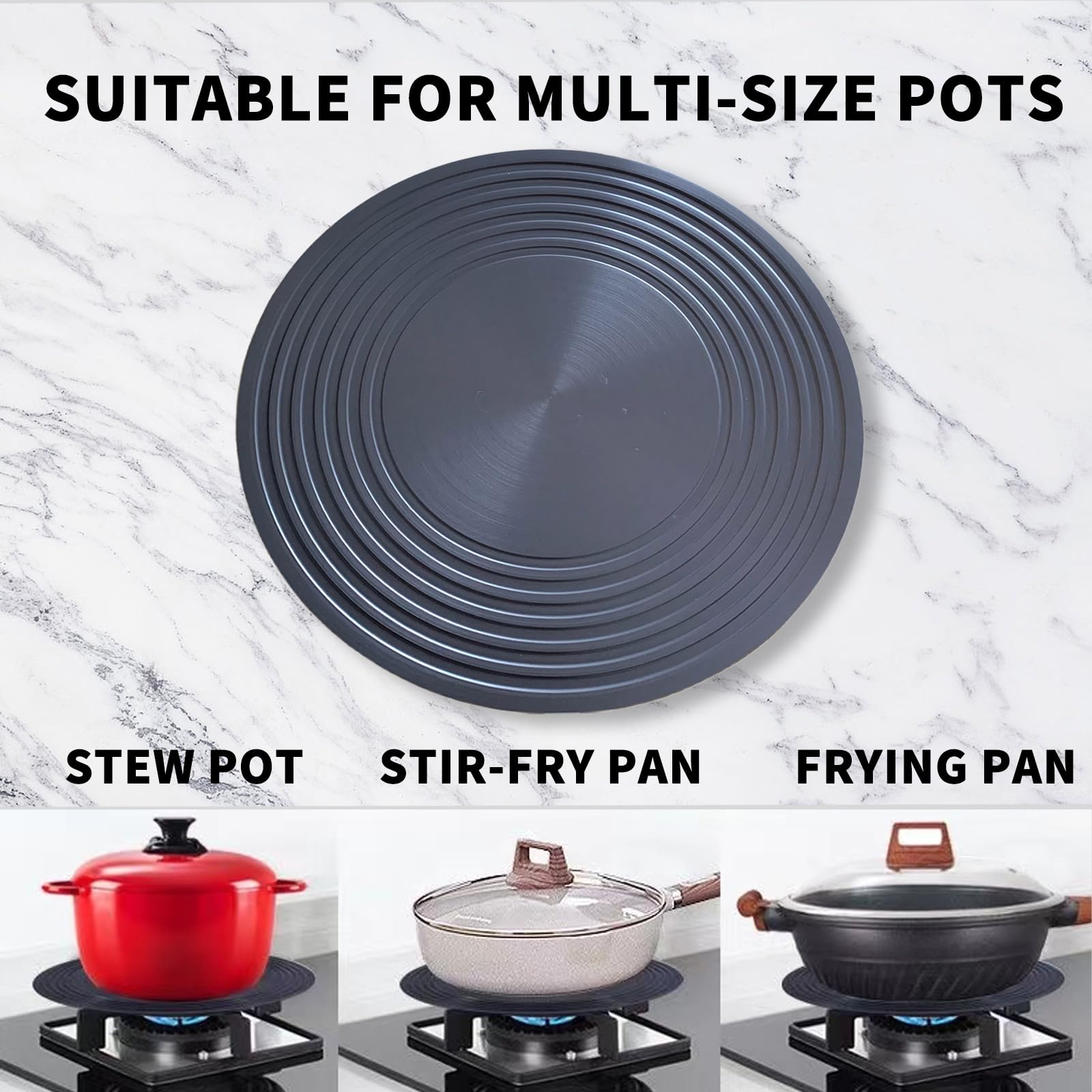 DYAYGPRGP Heat Diffuser for Gas Stove - 11 Inch Aluminum Non-Stick Simmer Plate, Black