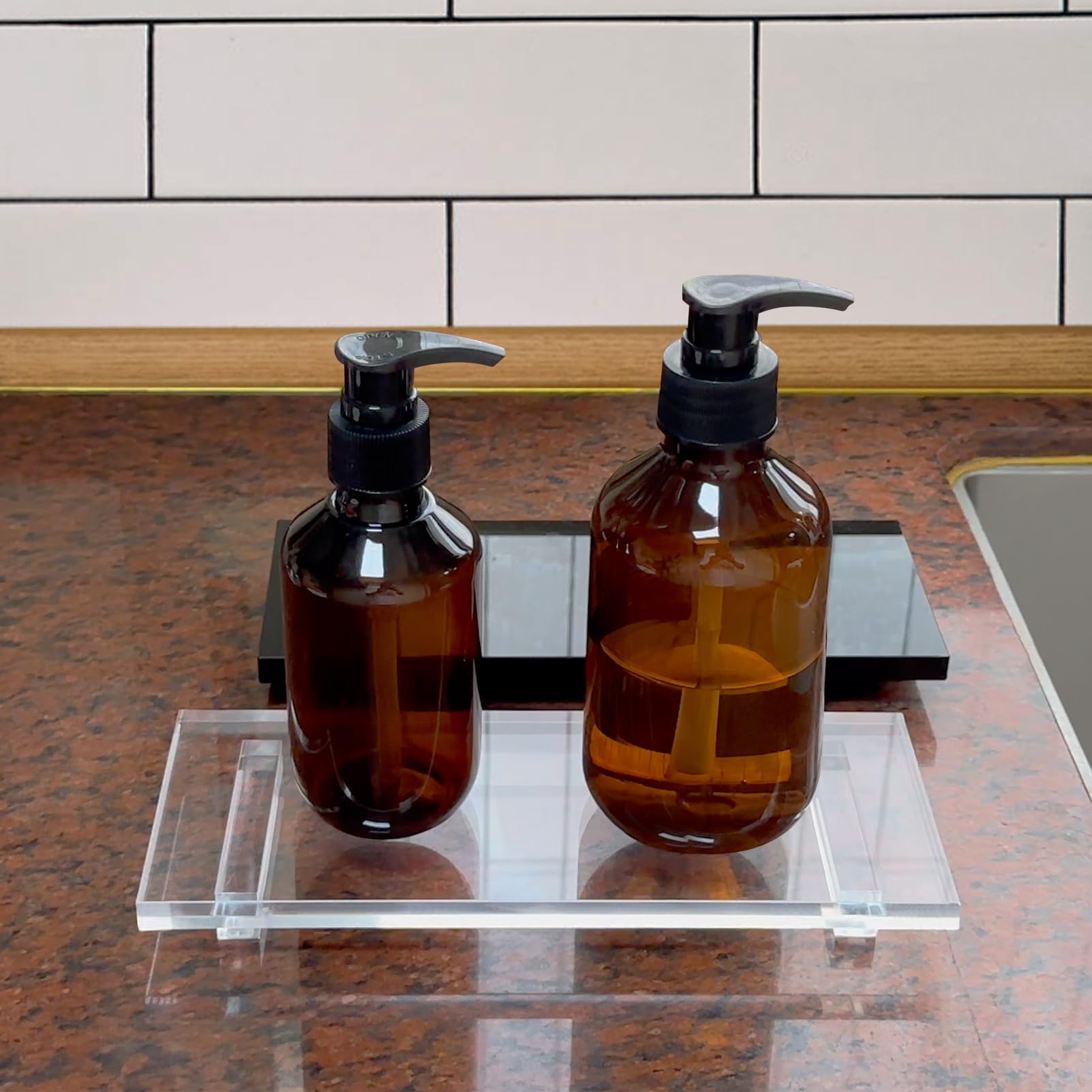 Pedestal Soap Dish, Acrylic Soap Tray For Kitchen, Soap Bottle Riser Stand For Kitchen Sink, Bathroom, Clear
