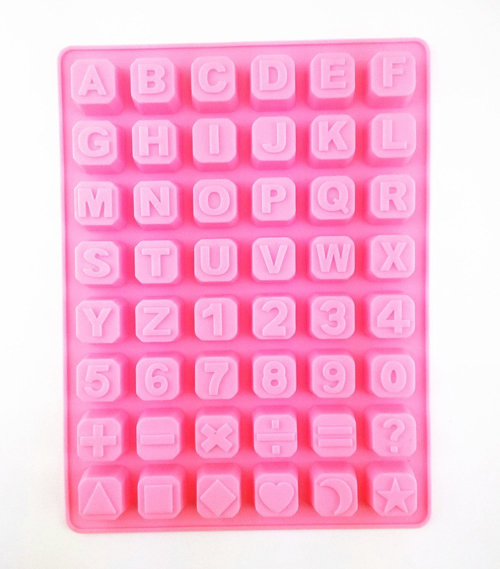 Yueton 48 Cavity Silicone Alphabet Letter Number Math Sign Chocolate Candy Ice Cube Tray Mold Cake Decoration Bakeware Mould Mak