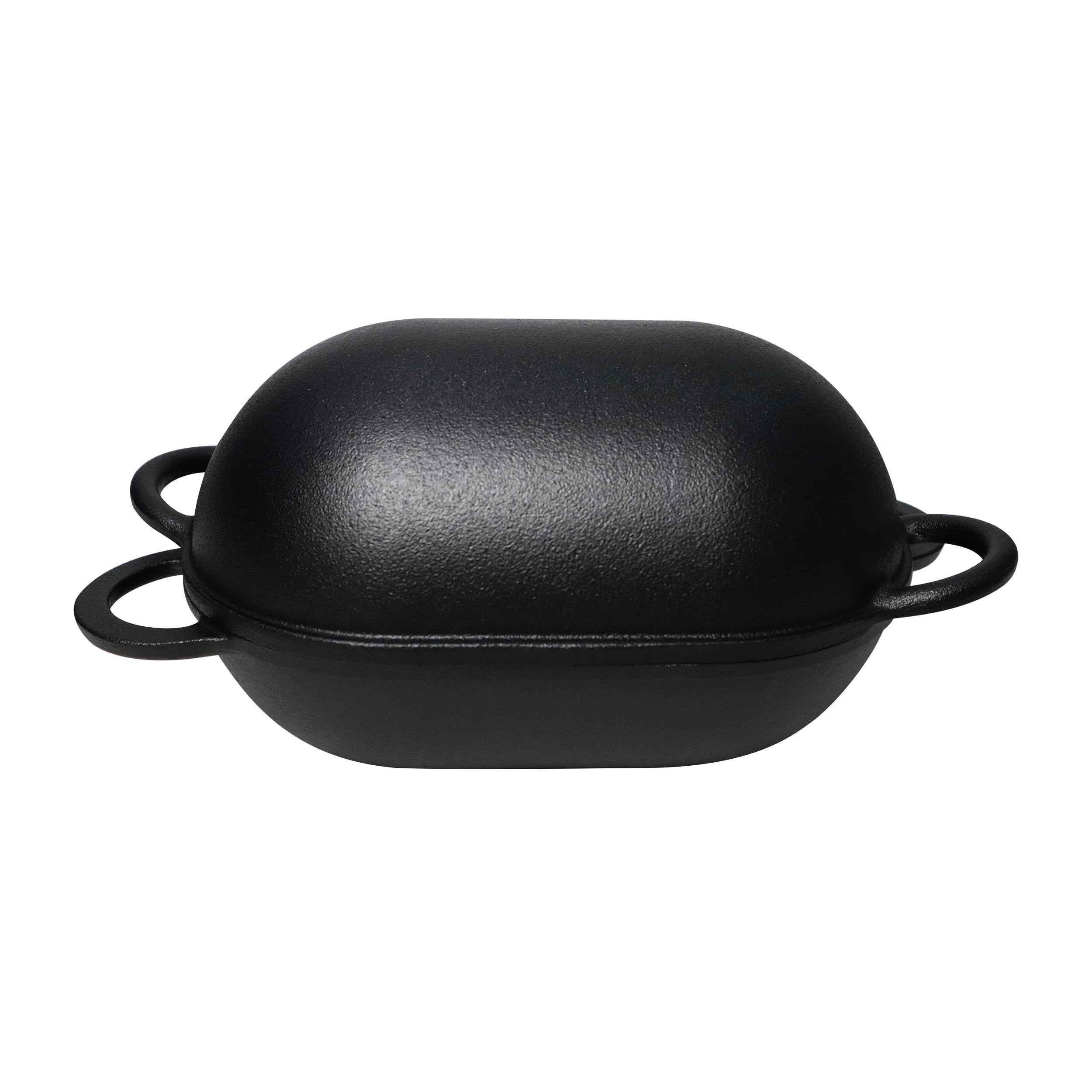 Crucible Cookware Cast Iron Bread Pan With Lid (Pre-Seasoned) With Loop Handles - Oven Safe Form For Baking And Cooking, Artisan