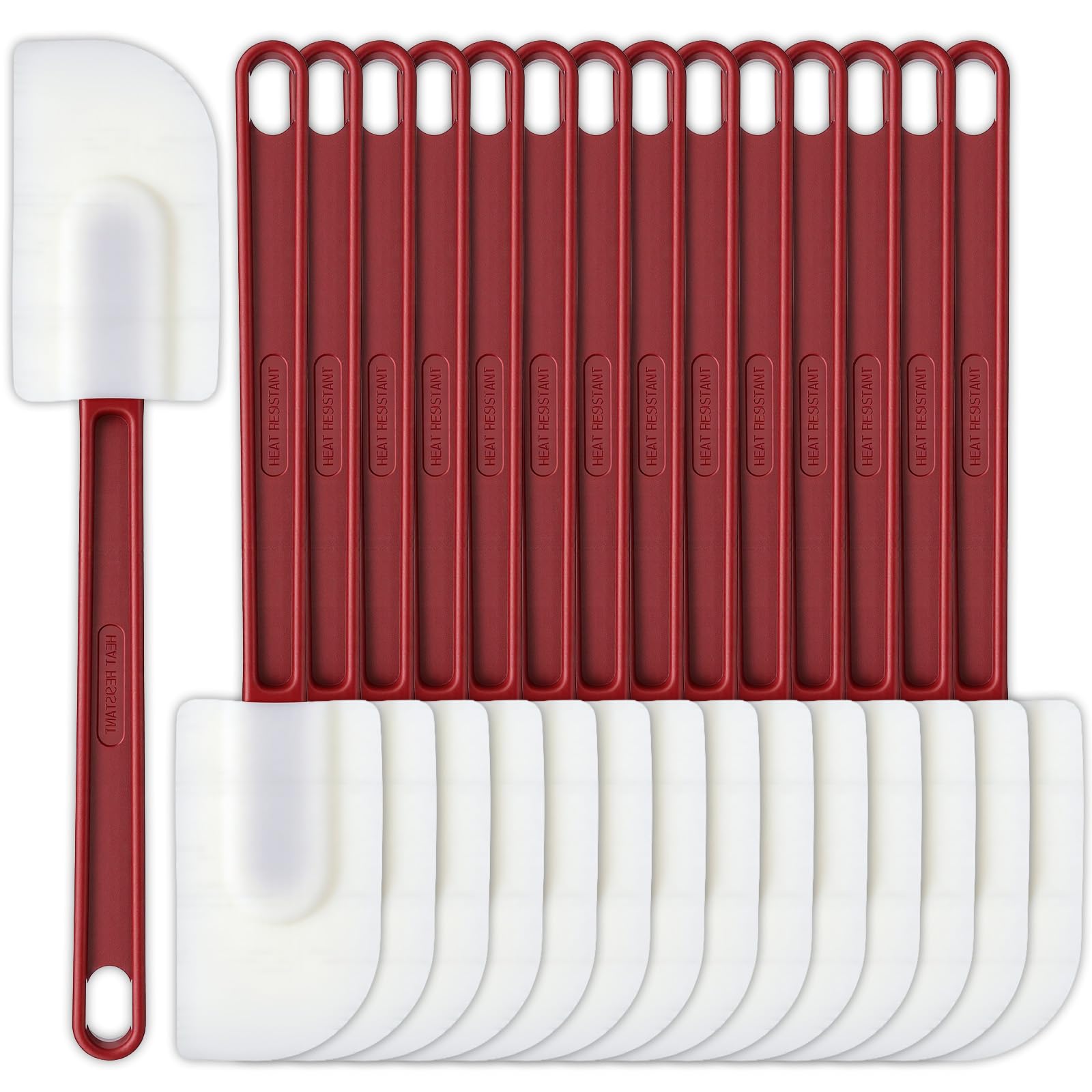 15 Pcs 10 Inch Rubber Spatulas Silicone Spatula Set, Commercial Spatula Bulk HighTemp 500 Fahrenheit Heat Resistant, Non Stick 