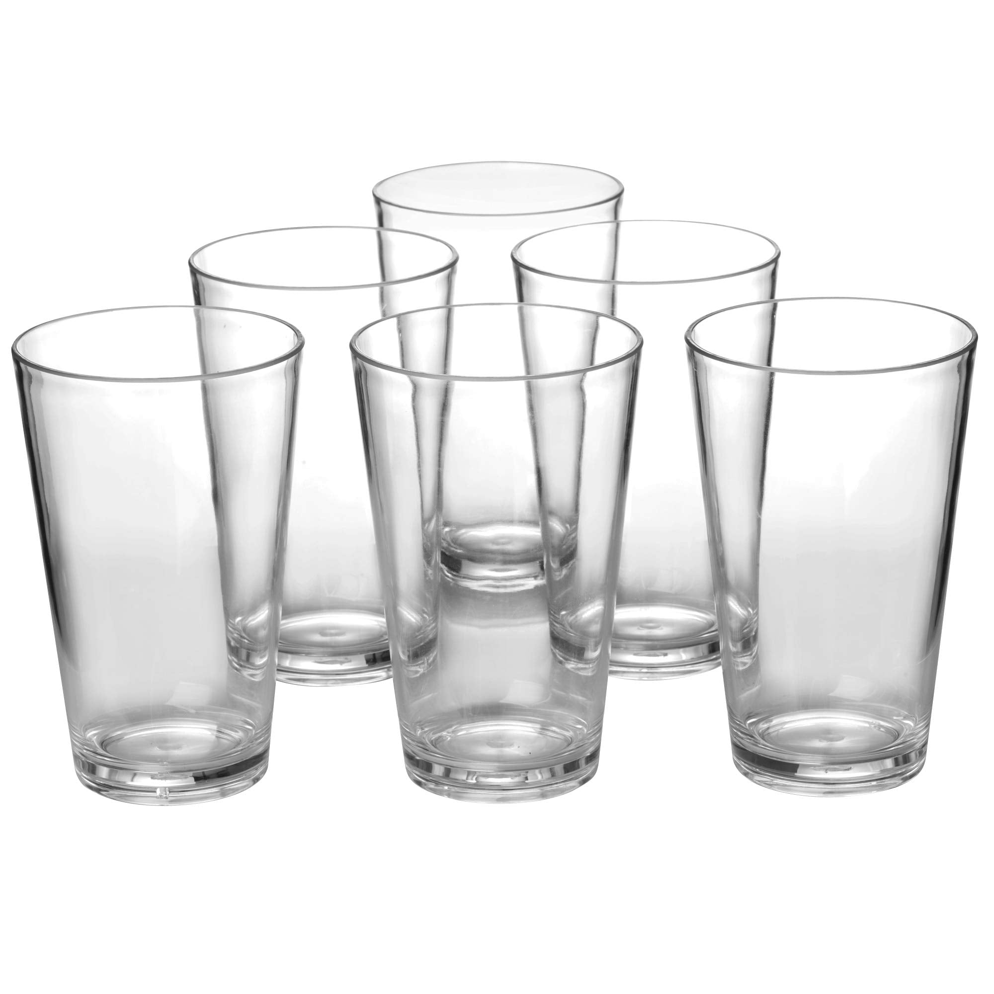 Yuyuhua Clear Plastic Drinking Glasses - Bpa Free Cups 18 Oz - Dishwasher Safe Classic Tumblers Set Of 6 - Acrylic Highball Tall