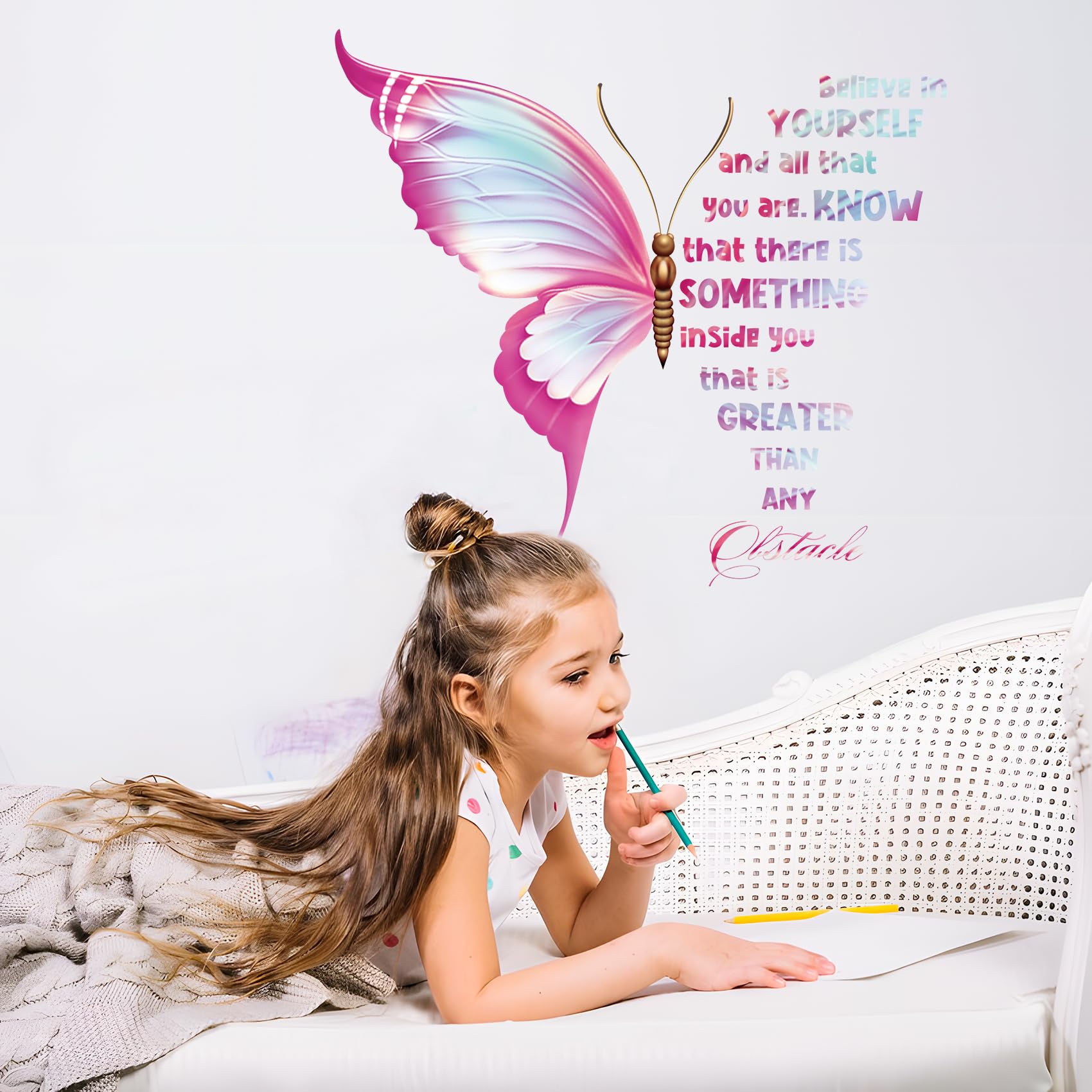 Large Inspirational Butterfly Wall Decals Stickers, Motivational Saying Positive Peel And Stick Wall Art Decals For Women Girls