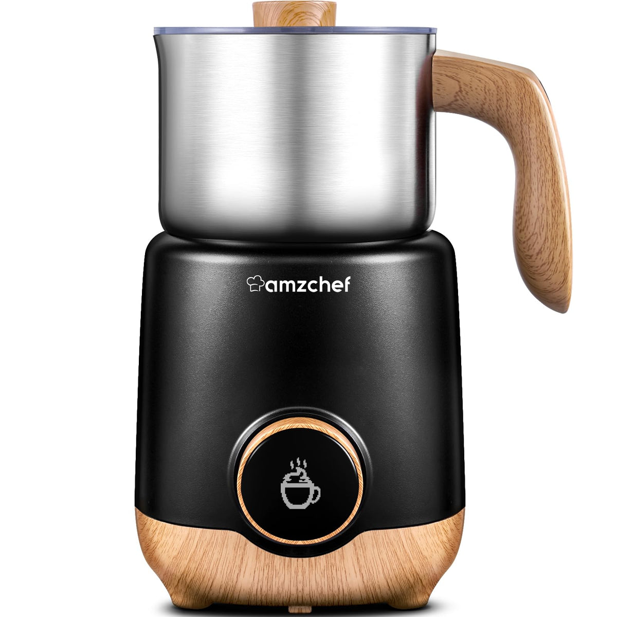 Amzchef 8-In-1 Milk Frother And Steamer 550 Watts, 21 Oz Split Stainless Steel Automatic Milk Steamer For Latte, Hot And Cold Mi