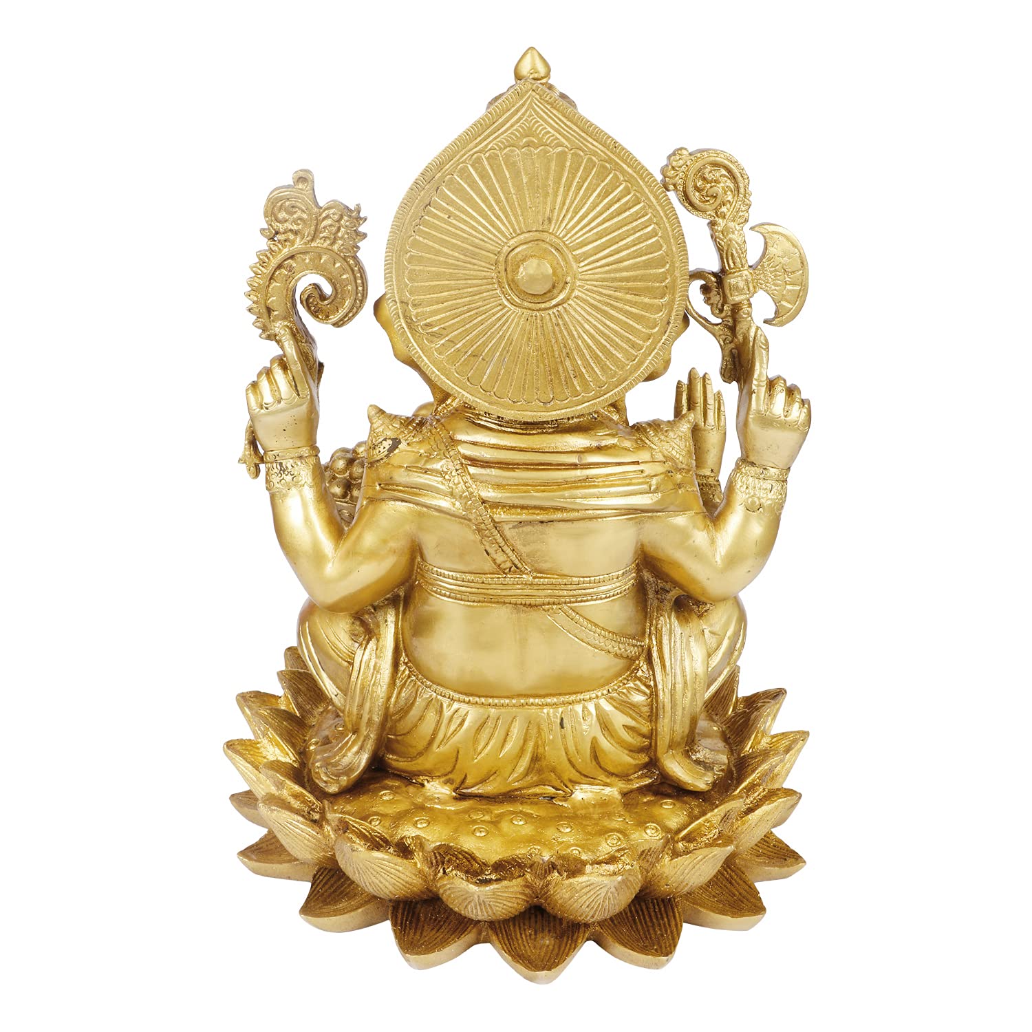 Artvarko Brass Ganesha Sitting On Lotus Flower Base Statue Ganesh Murti For Home Temple Gift Dcor Office Height 11 Inches