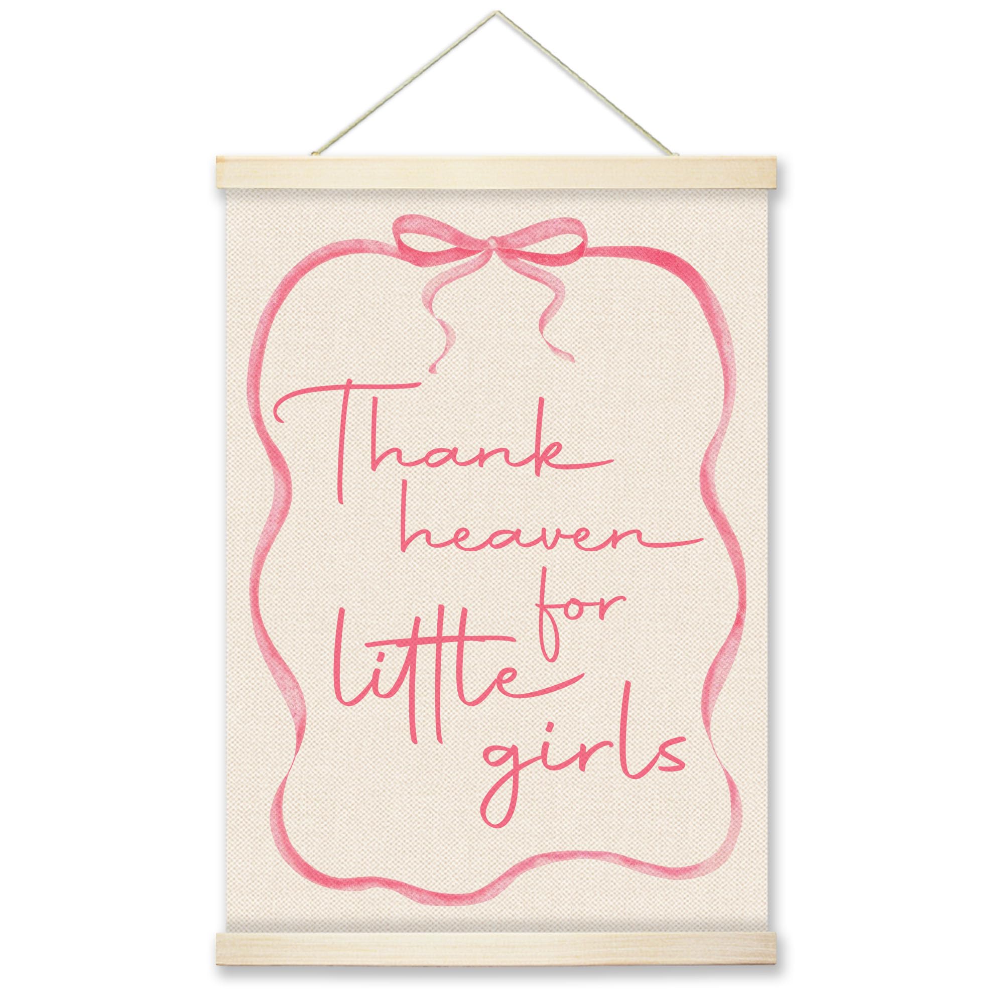 Rzqij Thank Heaven For Little Girls Sign Hanging Wall Flags Canvas Banner 12X16 Inch - Coquette Room Decor Banner For Room, Livi