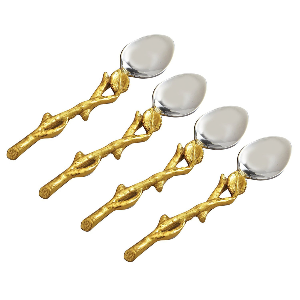 Elegance Golden Vine Spoons, 5-Inch, Silver/Gold, Set Of 4