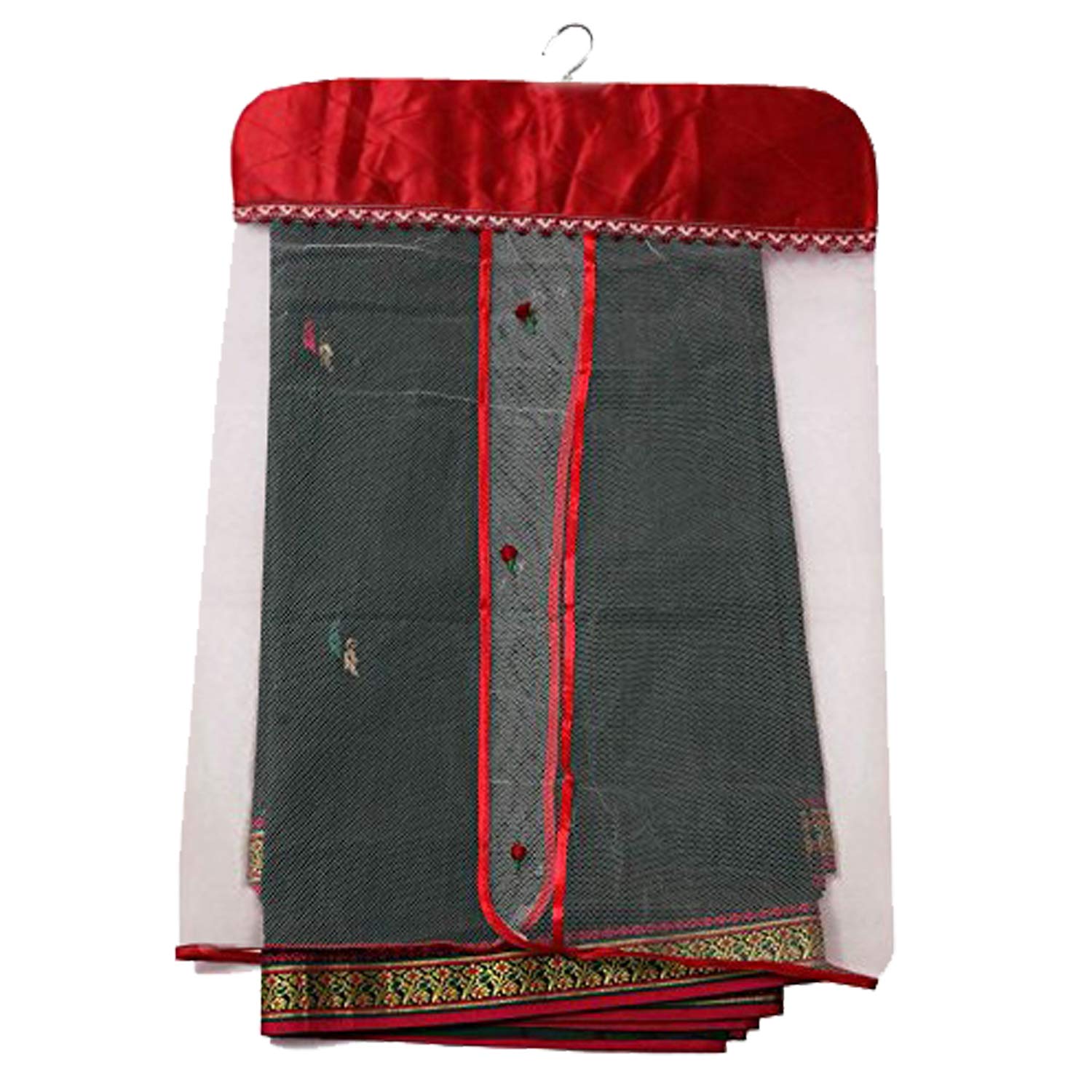 Kuber Industries Satin 12 Pieces Hanging Saree Cover Set (Maroon) -Ctktc013506