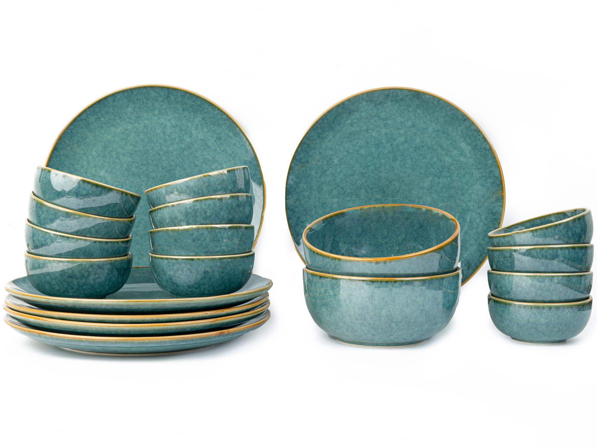 Bodhi House Handcrafted Chip Resistant Ceramic Dinner Set, 20 Pieces Dish Set Serving For 6, Microwave And Dishwasher Safe, Bone