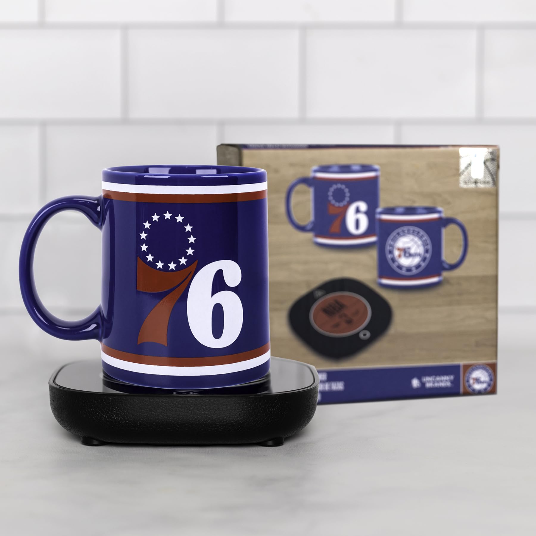 Uncanny Brands Nba Philadelphia 76Ers Logo Mug Warmer With Mug Keeps Your Favorite Beverage Warm - Auto Shut On/Off