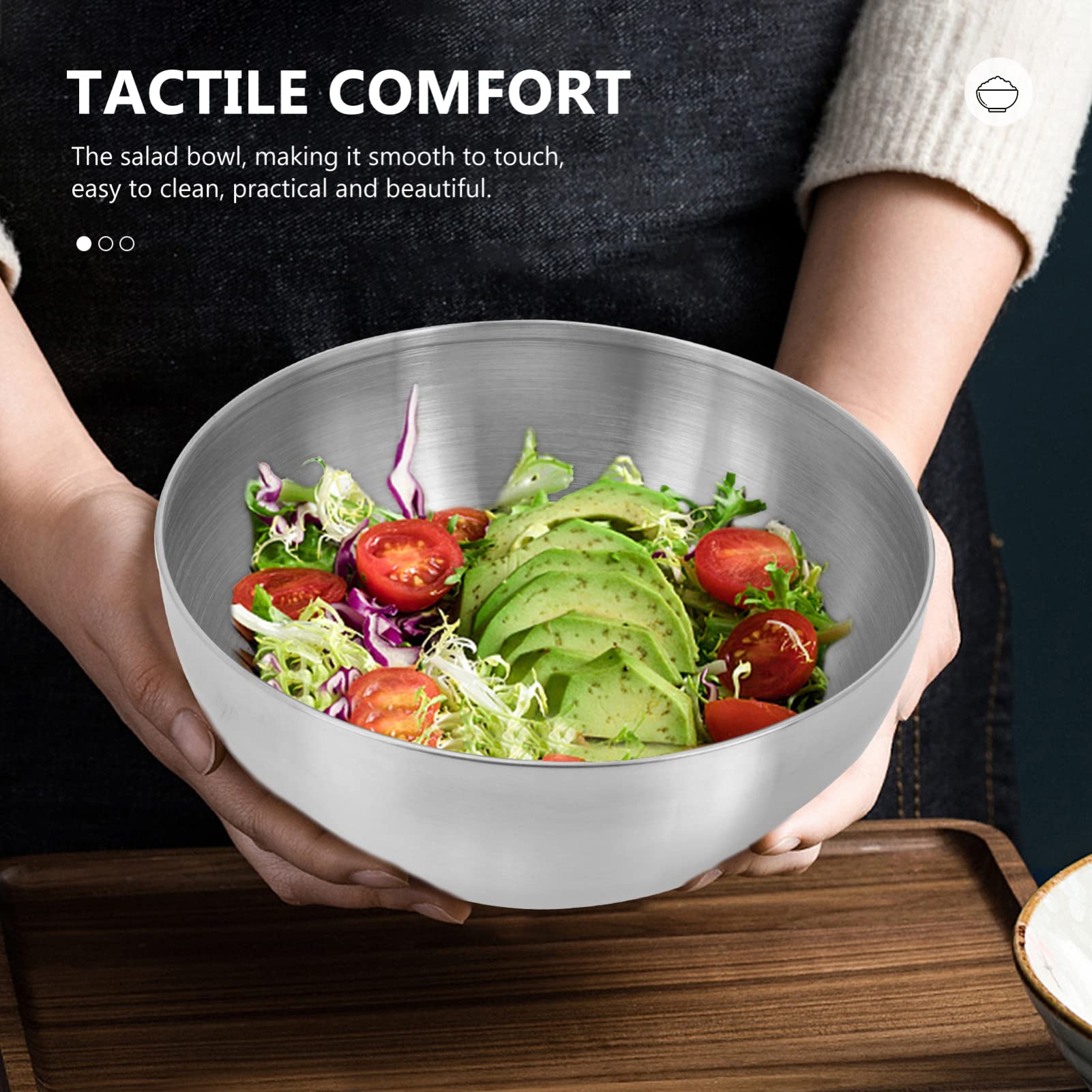 Hemoton 2Pcs Stainless Steel Mixing Bowls, Thicken Salad Bowl Food Serving Bowl For Cooking, Baking, Prepping, (Silver- 15Cm/ 6I