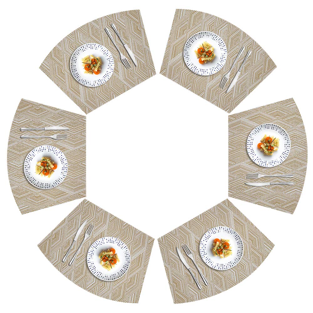Kreatur Woven Vinyl Placemats For Dining Table Durable Heat Resistant Washable Wedge Placemats For Round Table,Placemats Set Of