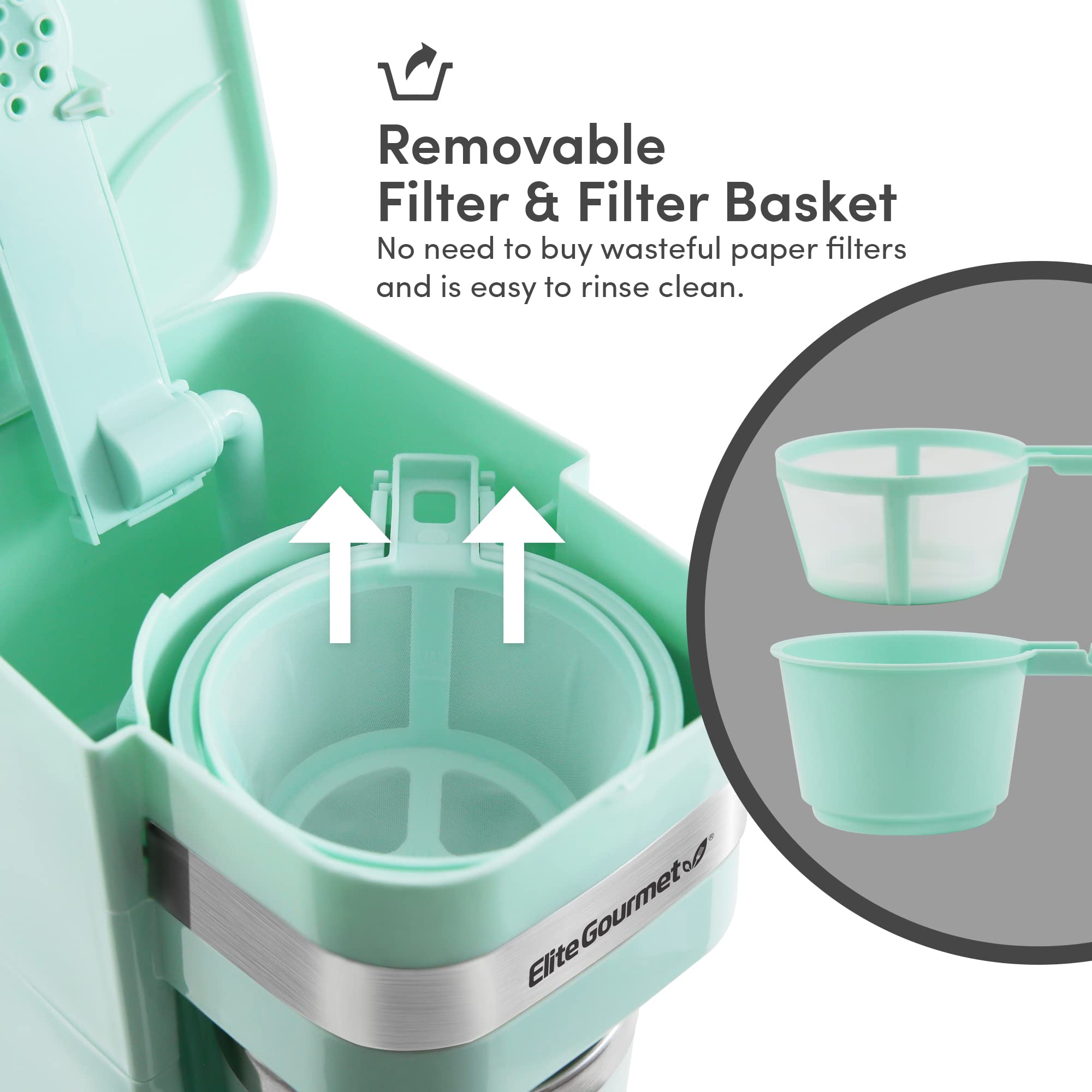 Elite Gourmet Ehc113M Personal Single-Serve Compact Coffee Maker Brewer Includes 14Oz. Stainless Steel Interior Thermal Travel M