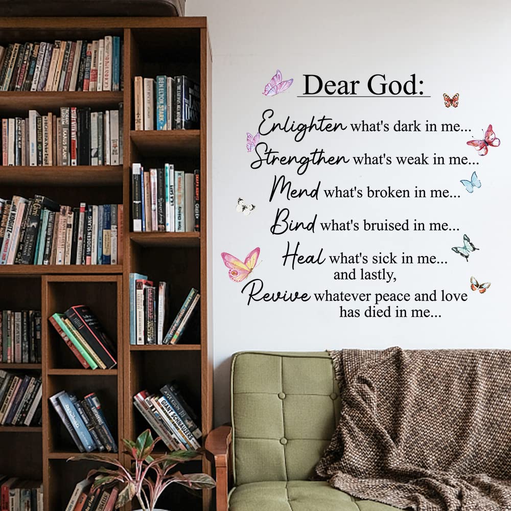 Inspirational Quotes Vinyl Wall Decal Stickers Dear God Enlighten What'S Dark In Me, For Bedroom, Living Room, Motivational Upli