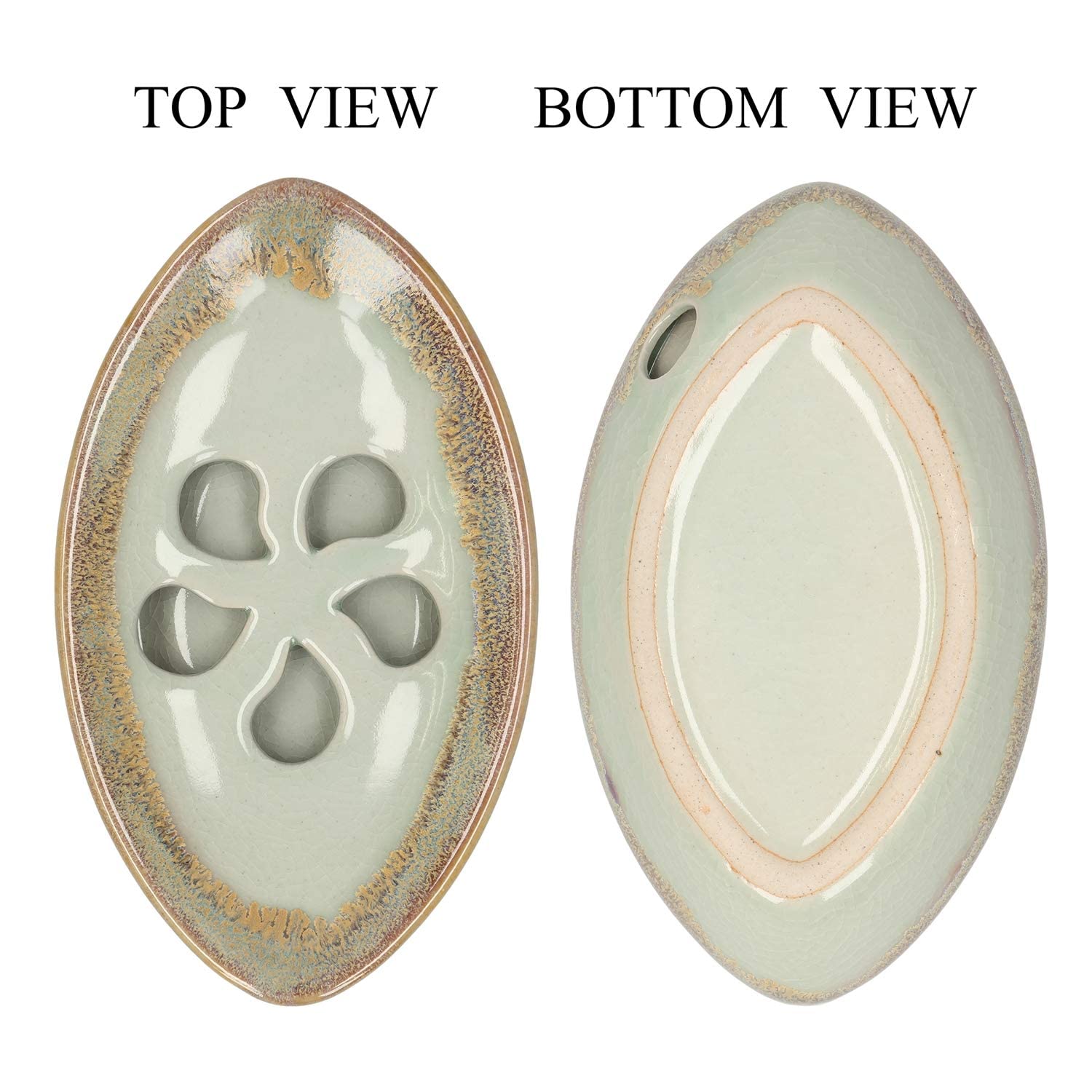 Lungmongkol Shop Ceramic Soap Dish With Self Draining Tray For Bar Soap, Bathroom, Kitchen (Pastel Blue)