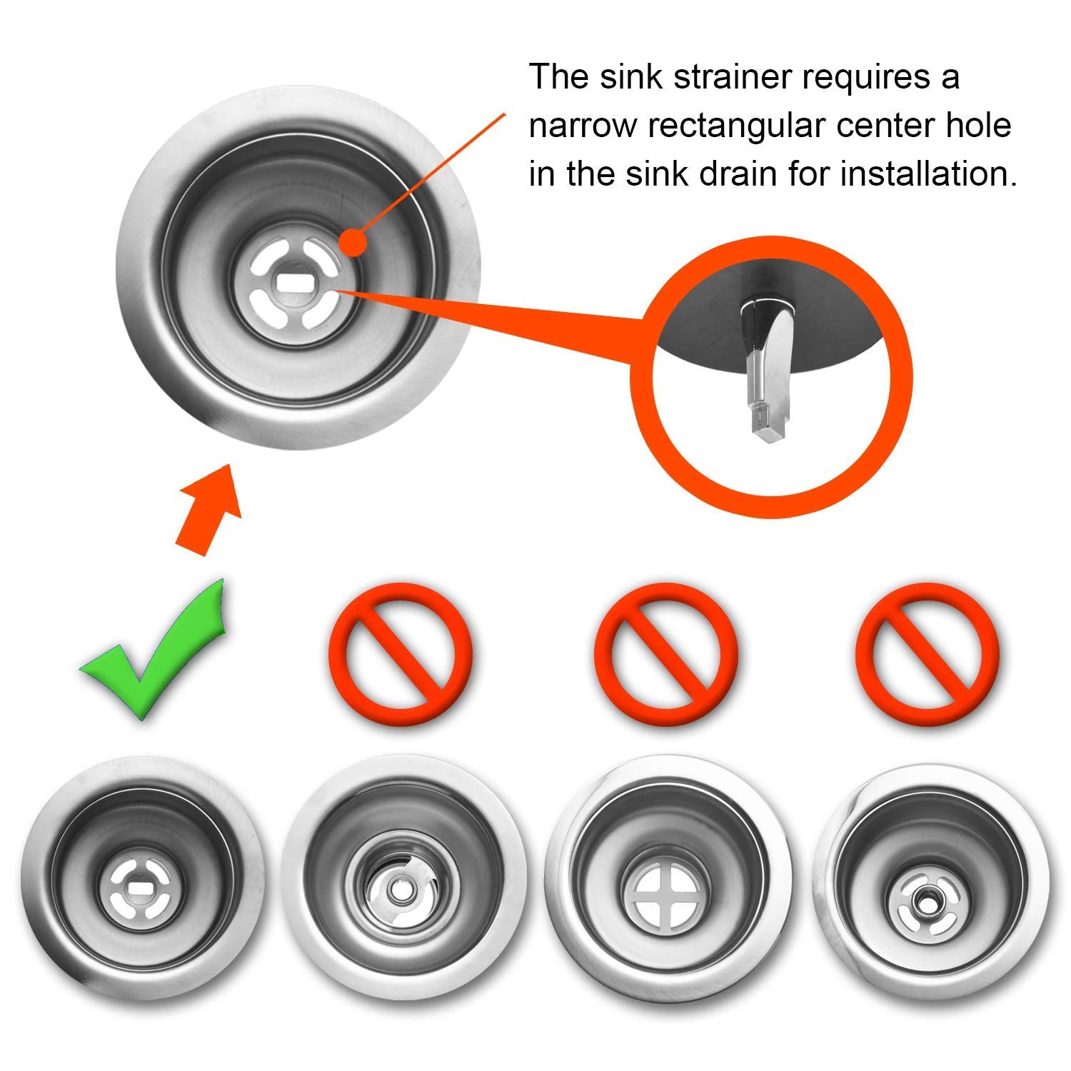 2 Pack - Kitchen Sink Strainer and Stopper Combo Basket Replacement for Standard 3-1/2 inch Drain  Stainless Steel Basket with Plastic Knob  Rubber Stopper Bottom - Hilltop Products