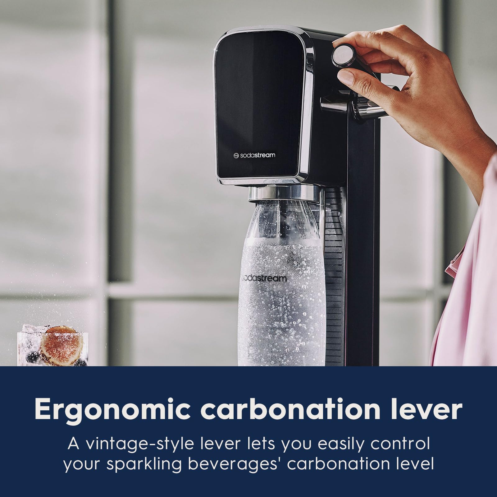SodaStream ART Sparkling Water Maker Value Bundle - Black, Includes 2 CO2 Cylinders & 2 Bottles, Model 1103024010